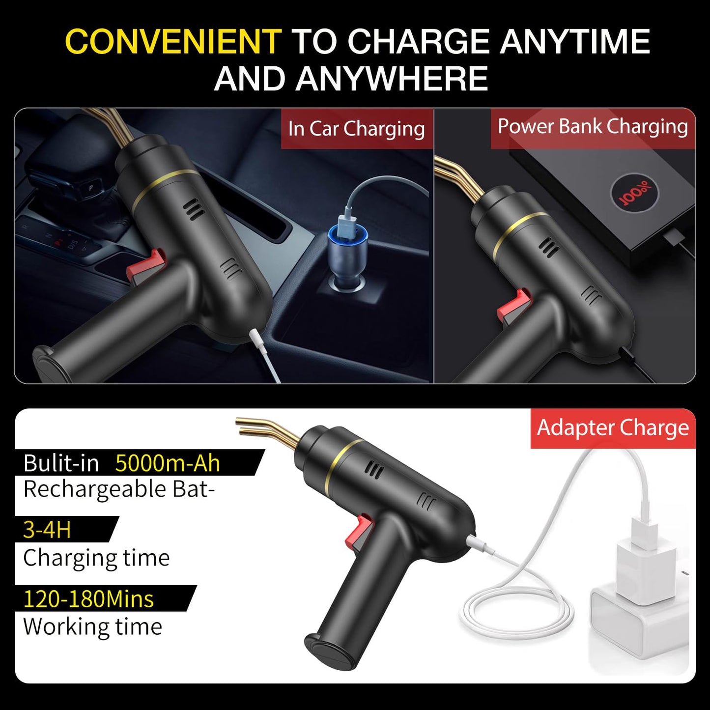 200W Cordless Plastic Welder, Plastic Welding Kit with 1200PCS Hot Stapler, USB Rechargeable Plastic Welder Gun with 5000mAh Battery, Plastic Weld Bumper Repair Kit for Most Plastic Repair