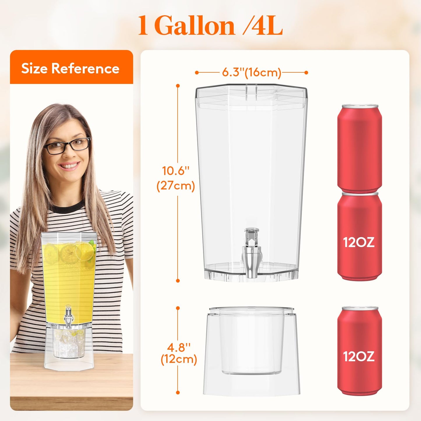 Lifewit 4L Drinks Dispenser with Tap and Stand, Pack of 2 Plastic Water Dispenser with Removable Stand for Lemonade, Juice, Water, Drinks, Drinking Column Drink Dispenser with Tap for Parties