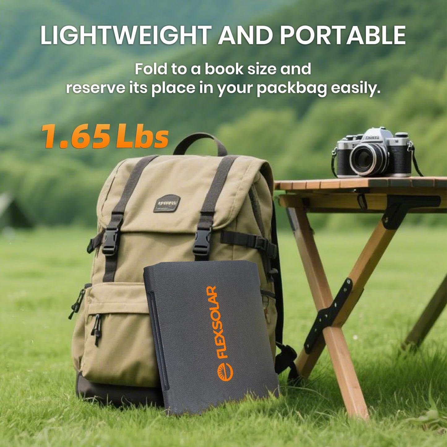 FlexSolar 40W Portable Solar Panel for Small Power Station,Camping Solar Panels with USB QC 3.0/USB C/18V DC Outputs for Phones, iPad, Laptop,Solar Panels for Backpacking Outdoor Van RV Trip