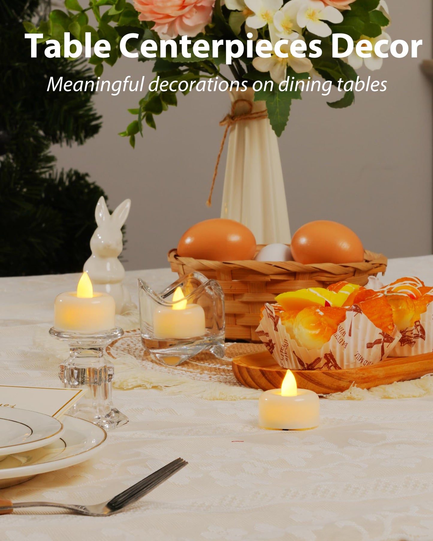 Amagic - Pack of 50 LED Flameless Candles Battery Operated Fake Electric Candles for Votive Candles Halloween Christmas Home Decor Wedding Table Decoration