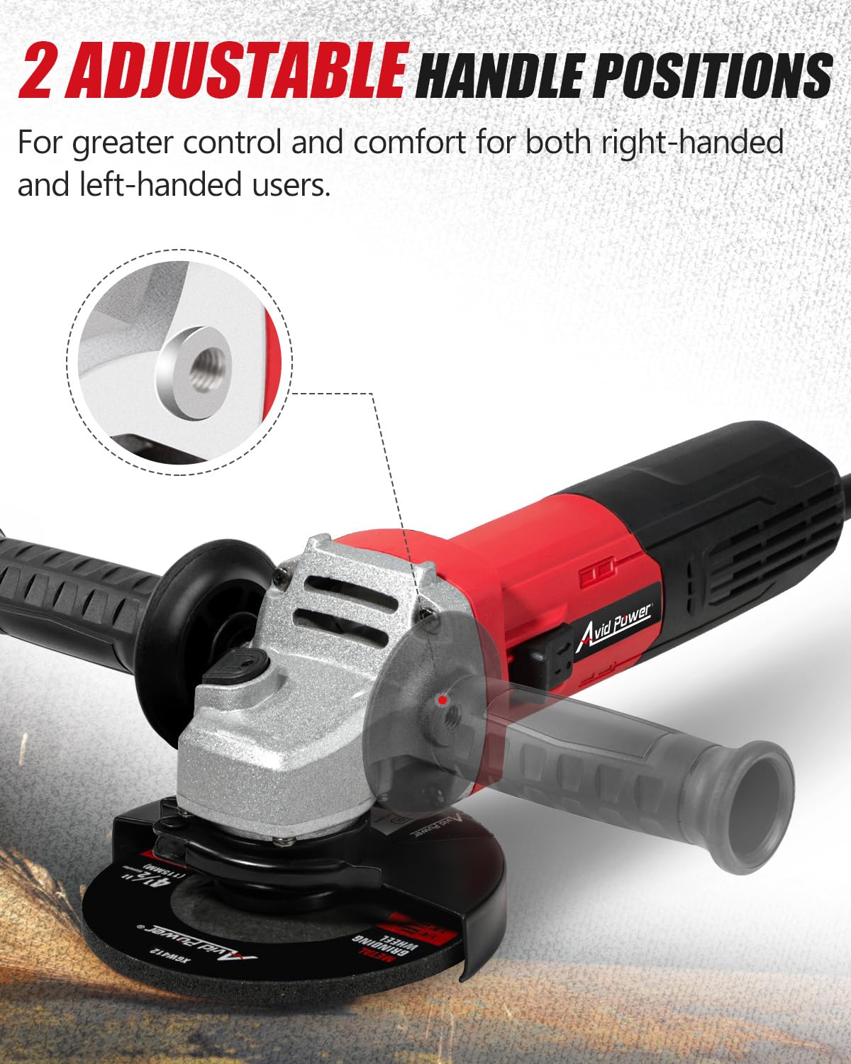AVID POWER Angle Grinder, 7.5-Amp 4-1/2 inch Electric Grinder Power Tools with Grinding Wheels, Cutting Wheels, Flap Disc and Auxiliary Handle for Cutting, Grinding, Polishing and Rust Removal