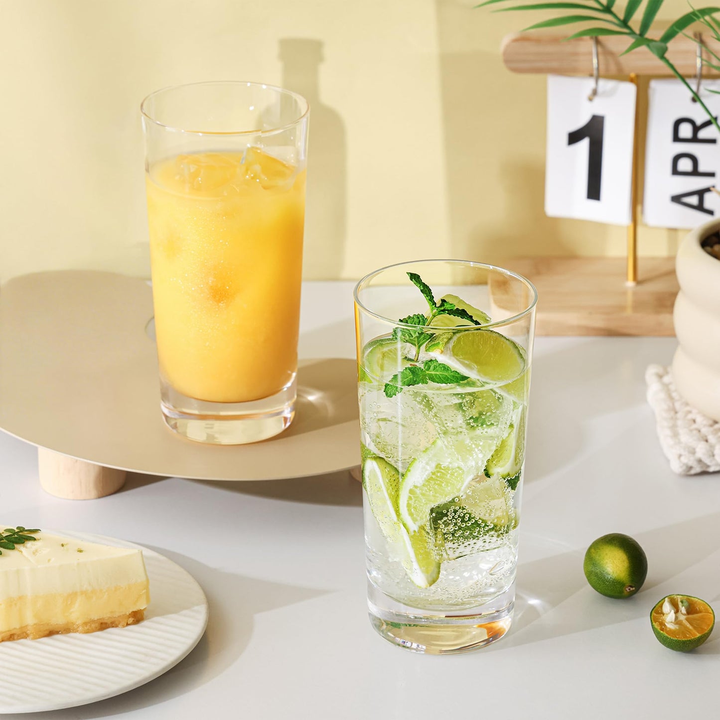 Highball Glasses Set of 6, 13oz Tall Drinking Glasses, Water Glass for Kitchen, Tom Collins Glasses, Mojito Glass Cups, Cocktail Glasses for Bar Glassware