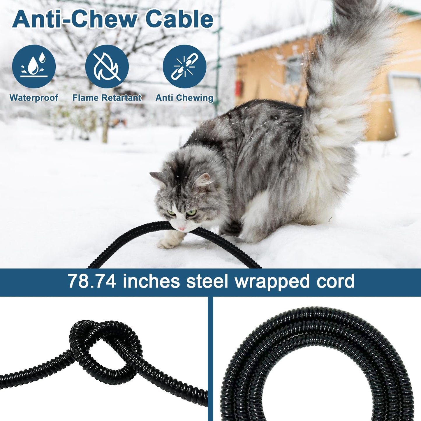 Heated Cat Bowl for Outdoor Cats in Winter, Heated Water Food Bowl with 2 Stainless Steel Bowls 23 OZ Each, Waterproof Heated Pet Bowl for Outside Cat Dog Bird, No More Frozen Food or Water.