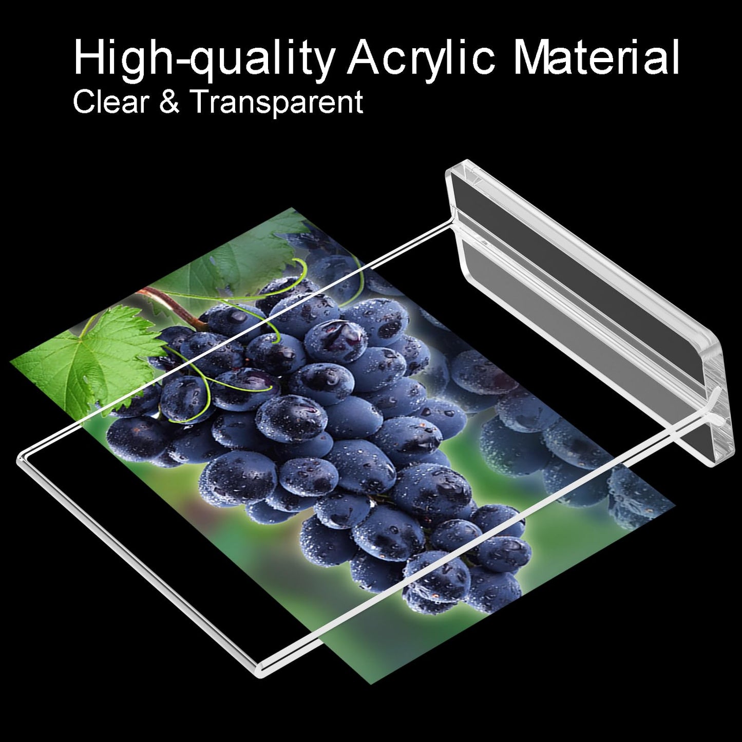 BlueValley 5x7 Acrylic Sign Holder - 12 Pack Double Sided Clear Plastic Paper Display stand Vertical Tabletop Picture Frame for Flyer, Menu, Document - Office Home Store & Business Use