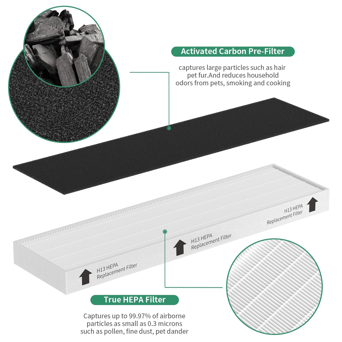 SAKEGDY HEPA Replacement Filter, Compatible with Fellows AeraMax 90 100 DB5 DX5 Purifier, Part# 9287001 9324001 40101701. Package Include 2 HEPA Filter and 6 Activated Carbon Pre-Filters.