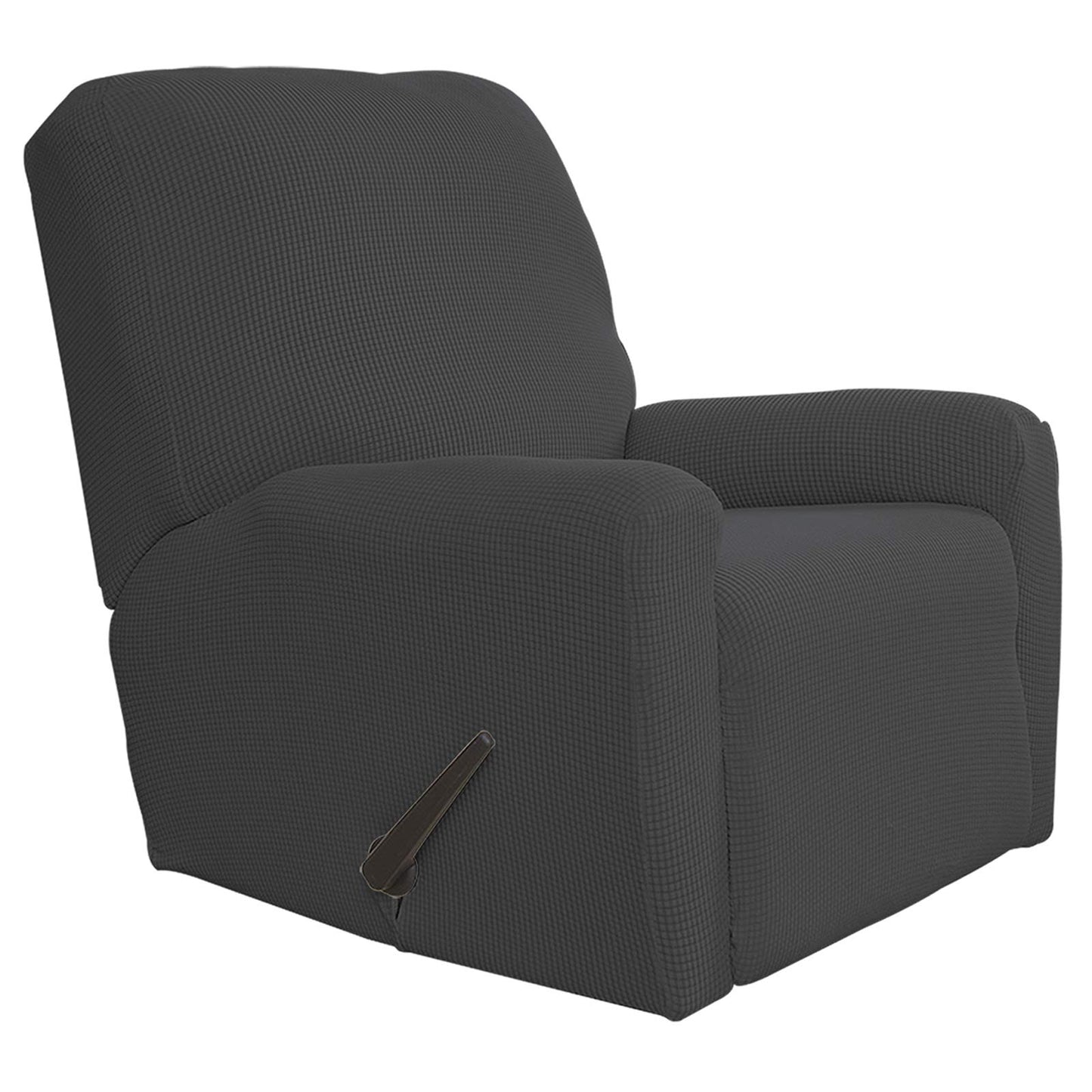 Easy-Going Recliner Stretch Sofa Slipcover Sofa Cover 4-Pieces Furniture Protector Couch Soft with Elastic Bottom Kids, Spandex Jacquard Fabric Small Checks(Recliner,Dark Gray)