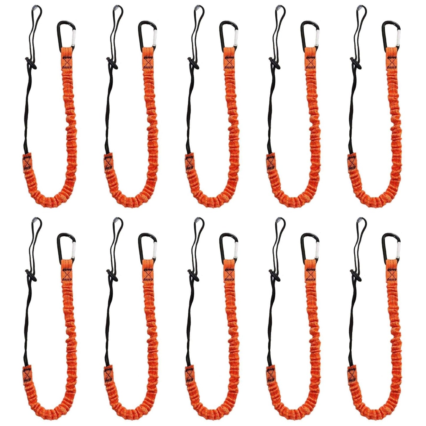 Carivia 10pcs Retractable Tool Lanyards for Hand Tools with Carabiner and Adjustable Loop End, Extendable Length 31.5 "-43.3", Aluminum Screw Lock Carabiner with Shock Cord Stopper