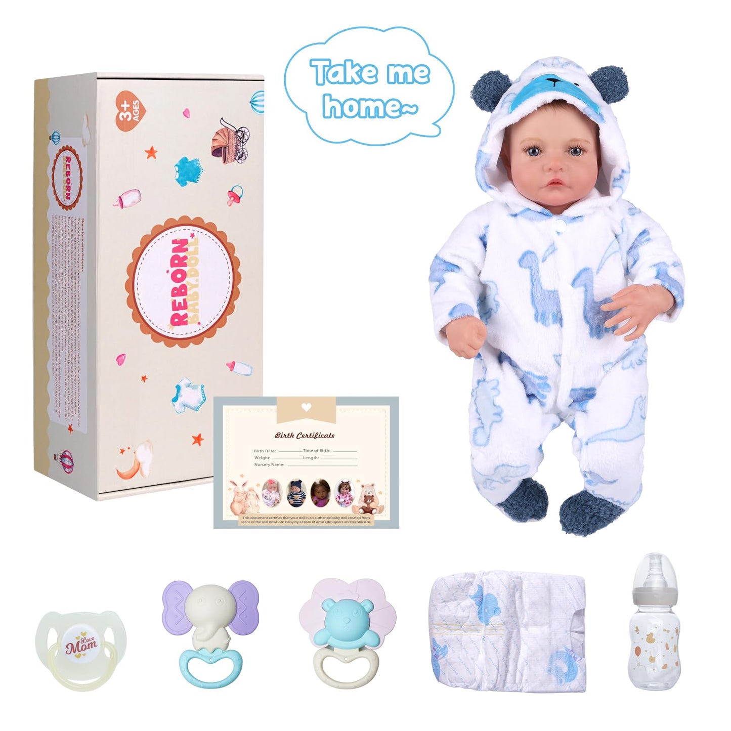 BABESIDE Lifelike Reborn Baby Dolls Boy- 20Inch Cute Soft Vinyl Realistic Baby Doll Poseable Real Life Baby Dolls with Complete Accessories for 3+ Years Old Gifts