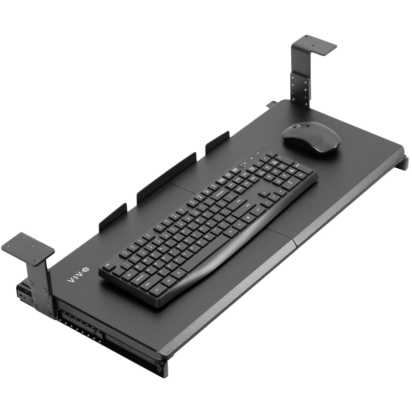 VIVO Large Height Adjustable Under Desk Keyboard Tray, 69cm x 28cm Slide-Out Platform Computer Drawer for Typing, Black, MOUNT-KB27HB