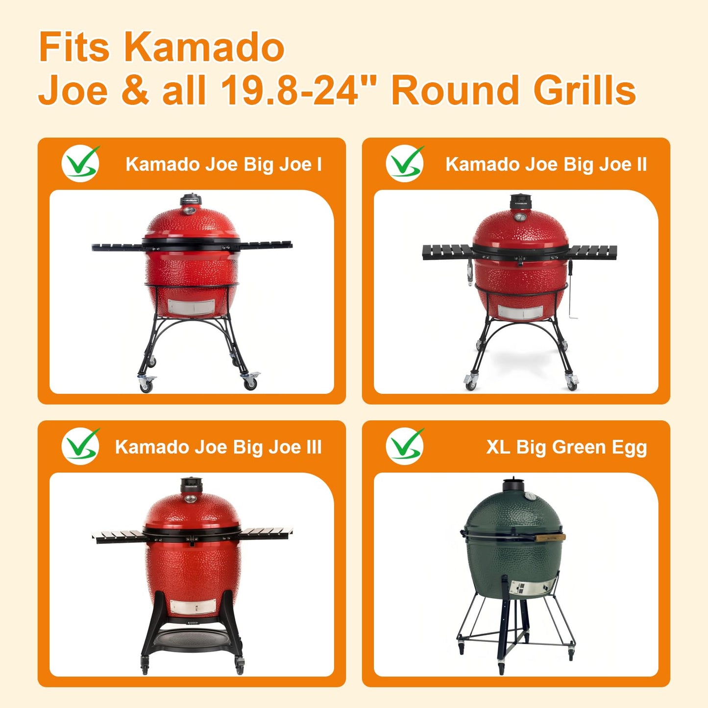 PLUSBROIL 19.8 Inch Half-Moon Ceramic Heat Deflector Plates for Kamado Joe Big Joe I, II & III, BBQ Smoking Stones for Divide and Conquer Flexible Cooking System, 2-Pack White