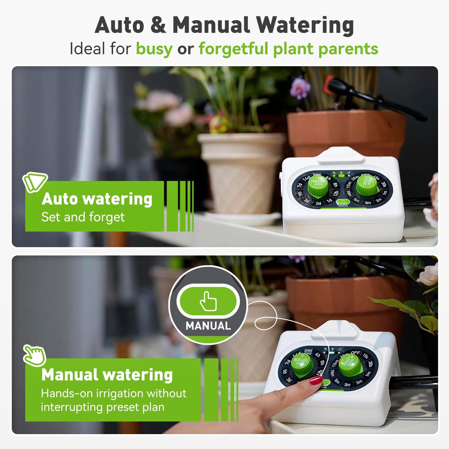 RAINPOINT Dual-knob Control Automatic Plant Waterer Indoor