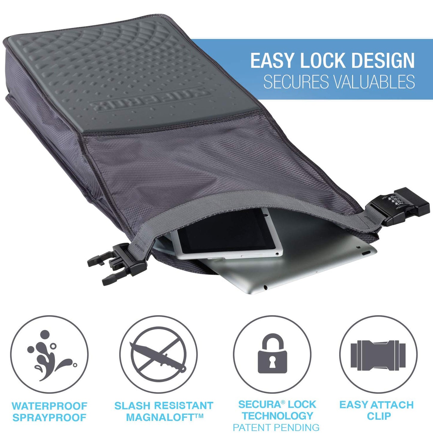 Lewis N. Clark Safebox Portable Safe with Anti Theft Combination Lock and Slash Resistant Material to Protect Wallet