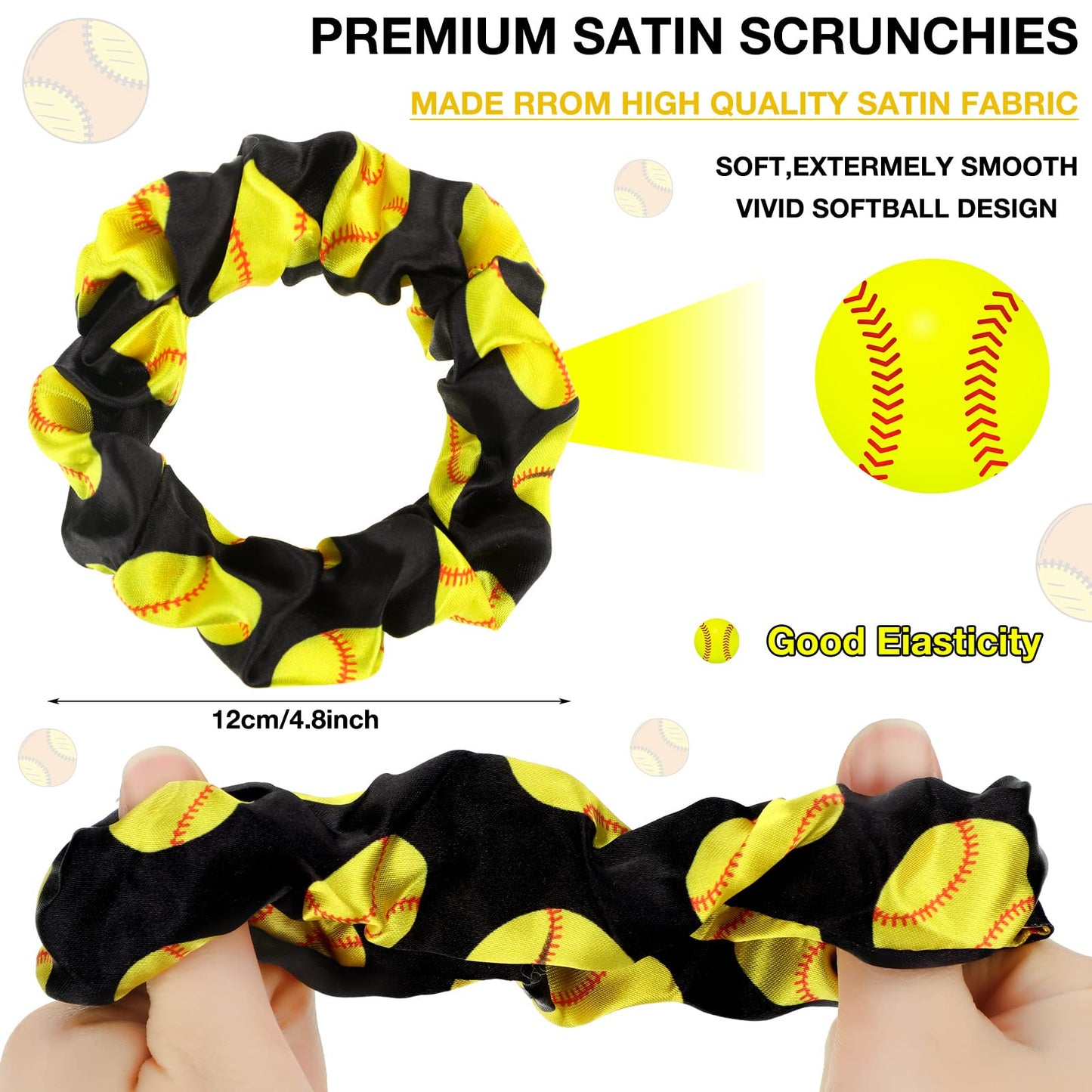 Kajaia 24 Pcs Softball Party Favors Softball Cosmetic Bag Sport Hair Scrunchies Bracelet Travel Pouch Canvas Makeup Bags Hair Ties Bands for Women Girls Team Gifts(Elegant)