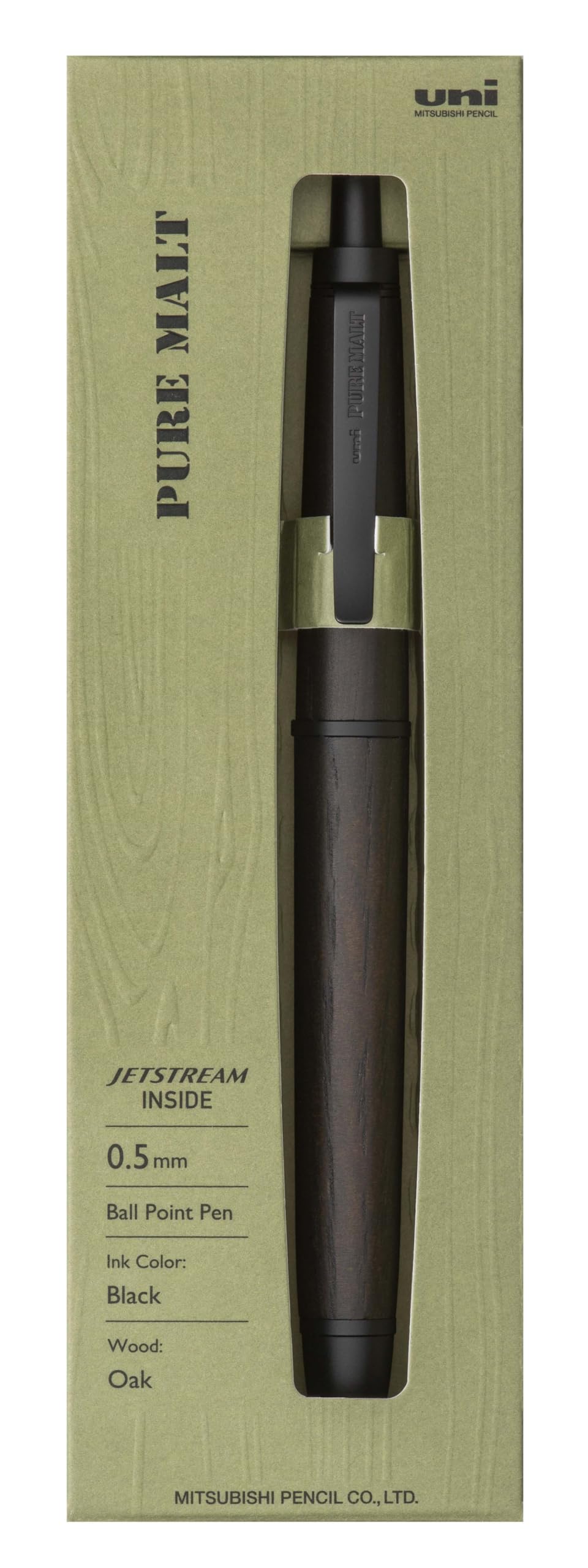 Uni Pure Malt Jetstream Inside Single Ballpoint Pen, 0.5 mm Fine Point, Dark Brown Oak, Black Oil-Based Ink, SXNPM05.22