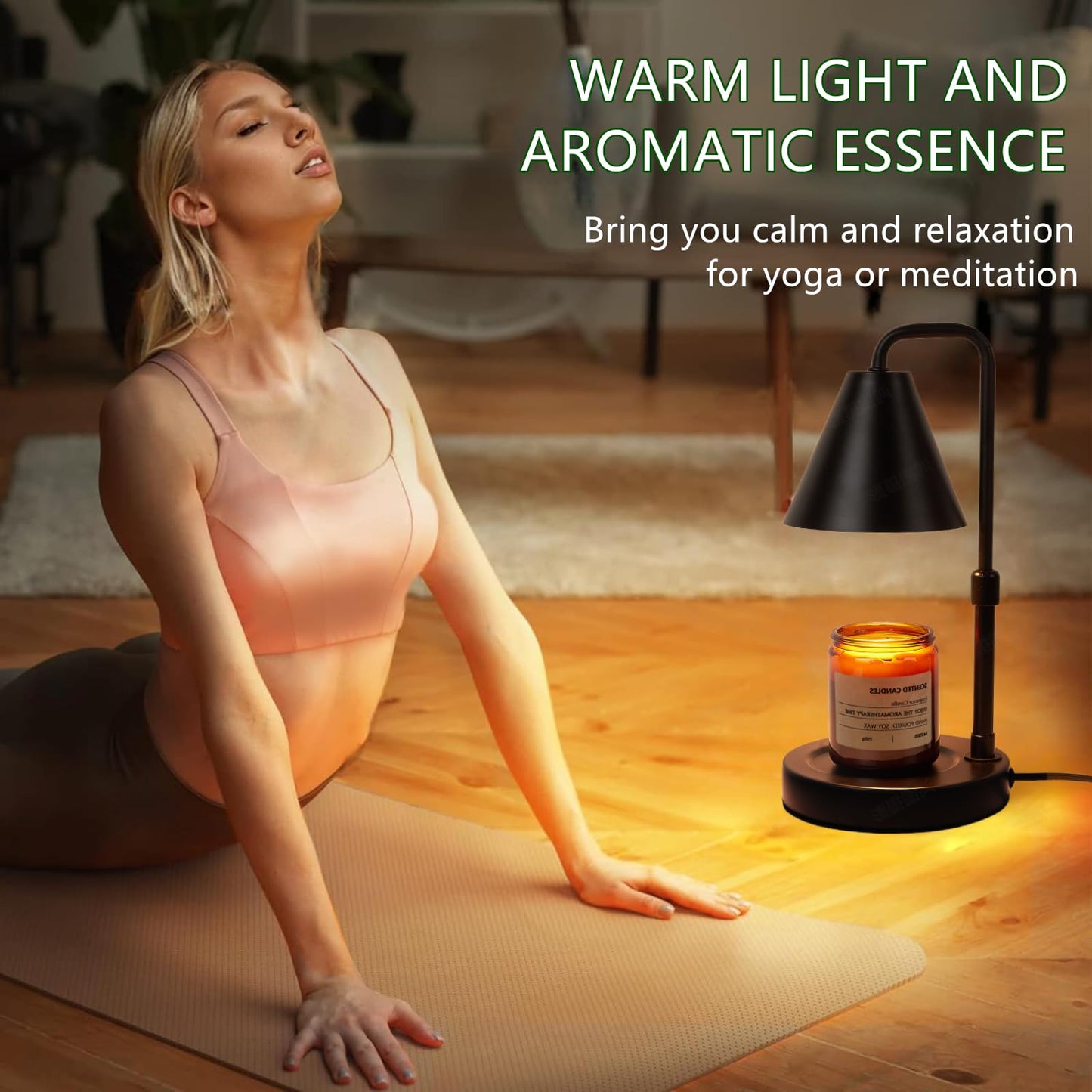 Suewow Candle Warmer Lamp, Adjustable Height, with Timer Dimmer, 2 Light Bulbs, Room Decor Wax Melt Warmer for Scented Wax, Gift for Mom (Black)