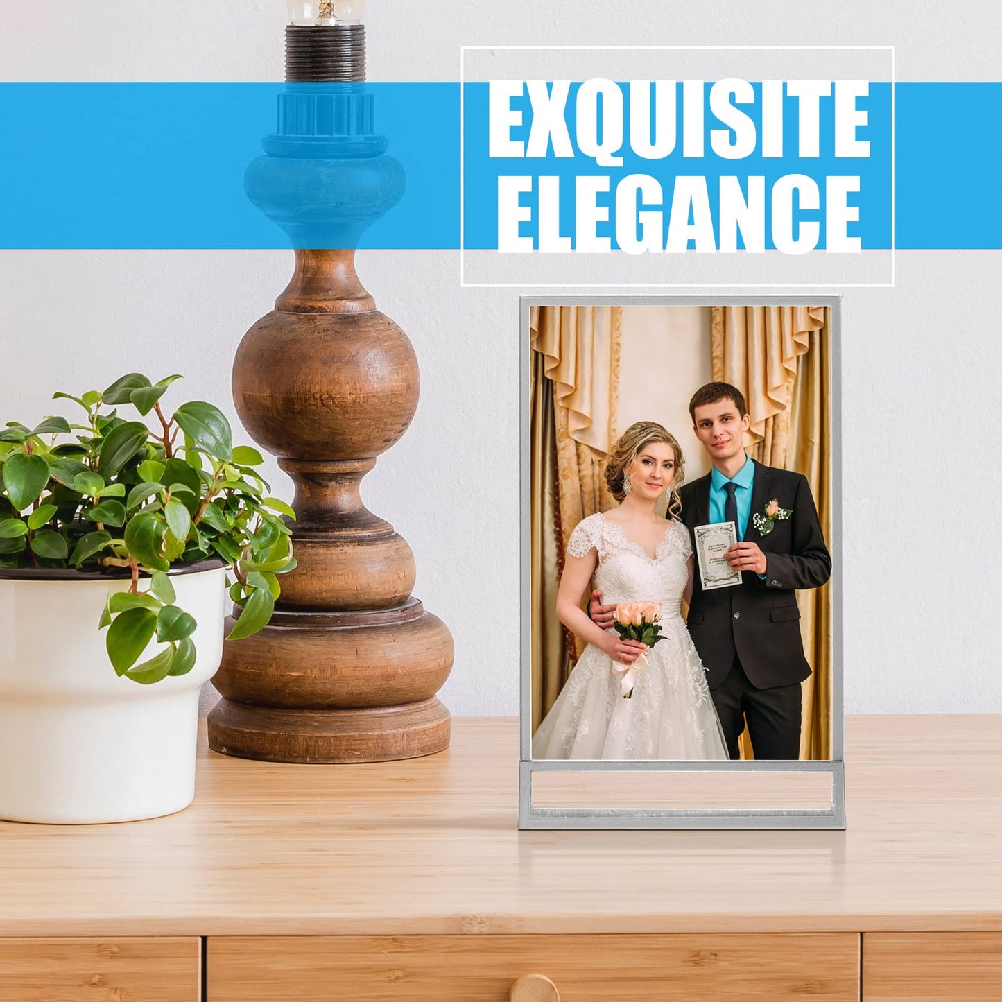 Yalikop 18 Pieces Frames Table Numbers Clear Table Sign Double Sided Picture Photo Frame Table Number Holder Acrylic Sign Holder for Wedding Table Menu Holder(5 x 7 Inches,Sliver)