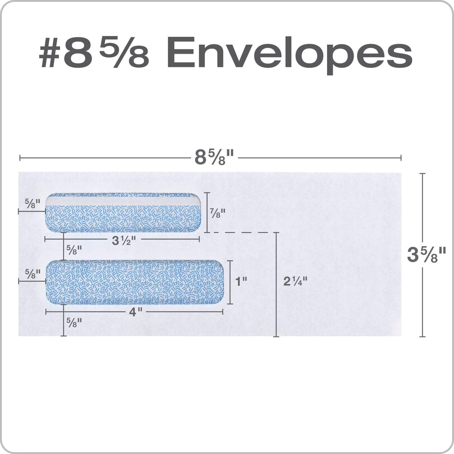 Columbian Envelopes, #8 5/8 Security, Double Window, SimplySafe Tamper-Evident, Release & Seal Self-Seal, White, 3-5/8" x 8-5/8", Security-Tinted Interior, 500 Per Box