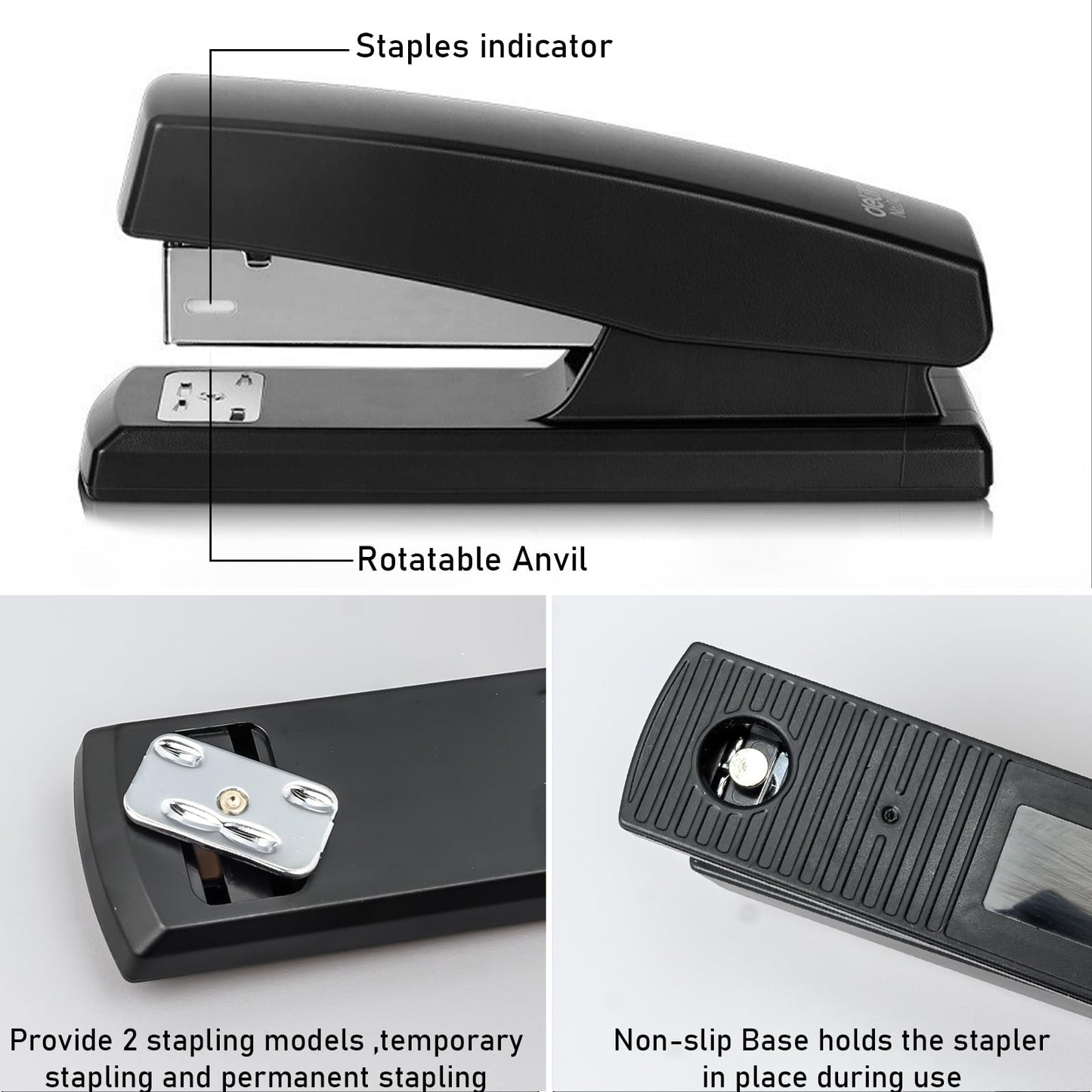 6 Pack Desktop Staplers with 3000 Staples 24/6 Staples, Heavy Duty Office Stapler 2-20 Sheet Capacity Basic Desk Stapler for School Office Supplies, No Jam, Non Slip, Black