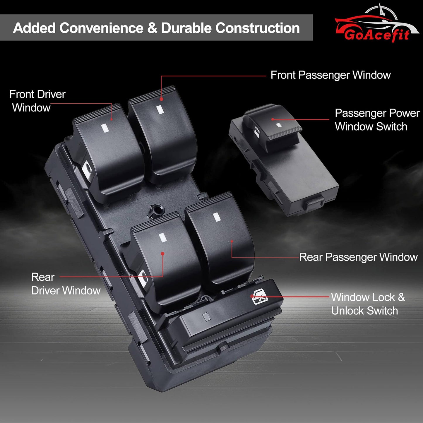 GoAceFit Master Power Window Switch & 3 Pcs Passenger Side Window Switches for 2007-2014 Chevy Silverado, GMC Sierra, 2009-2017 Traverse, 2010-2013 Yukon, HHR, Buick Enclave, OE 20945129 25877776