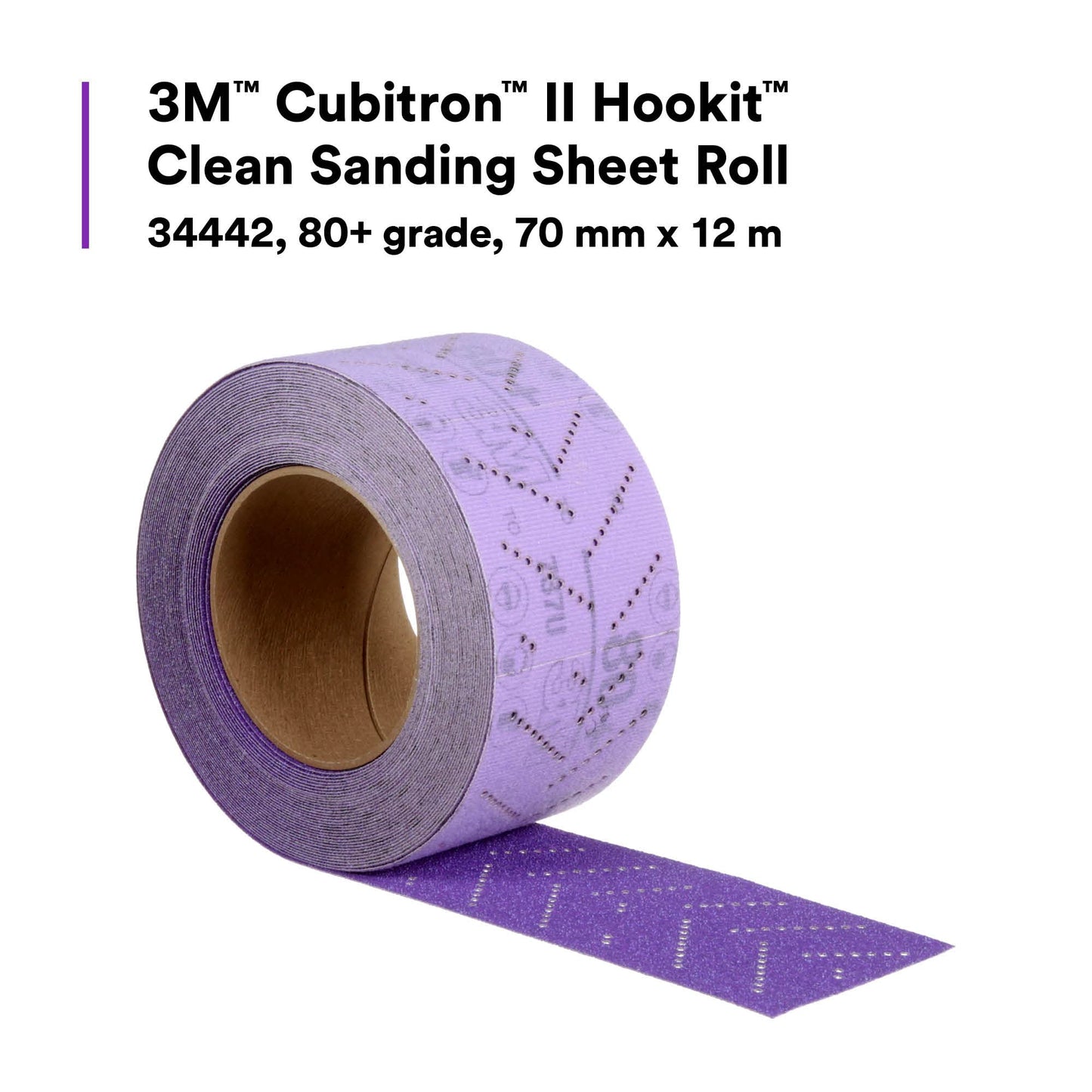 3M Cubitron II Hookit Abrasive Sheet Roll, 34442, Multi-Hole, 70 mm x 12 m, 80+ Grade, Automotive Sanding Roll Sandpaper for Coating Removal, Body Repair, Auto Sanding
