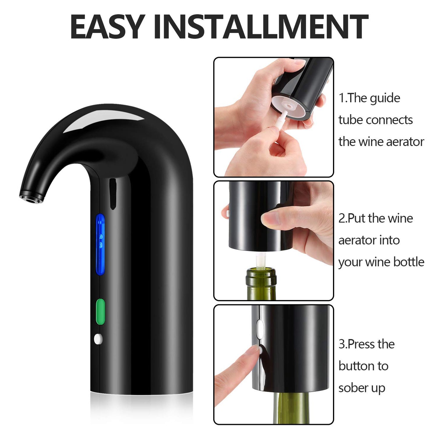 Wine Aerator Electric Wine Decanter Best Sellers One Touch Red -White Wine Accessories Aeration Work with Wine Opener for Beginner Enthusiast - Spout Pourer - Preserver