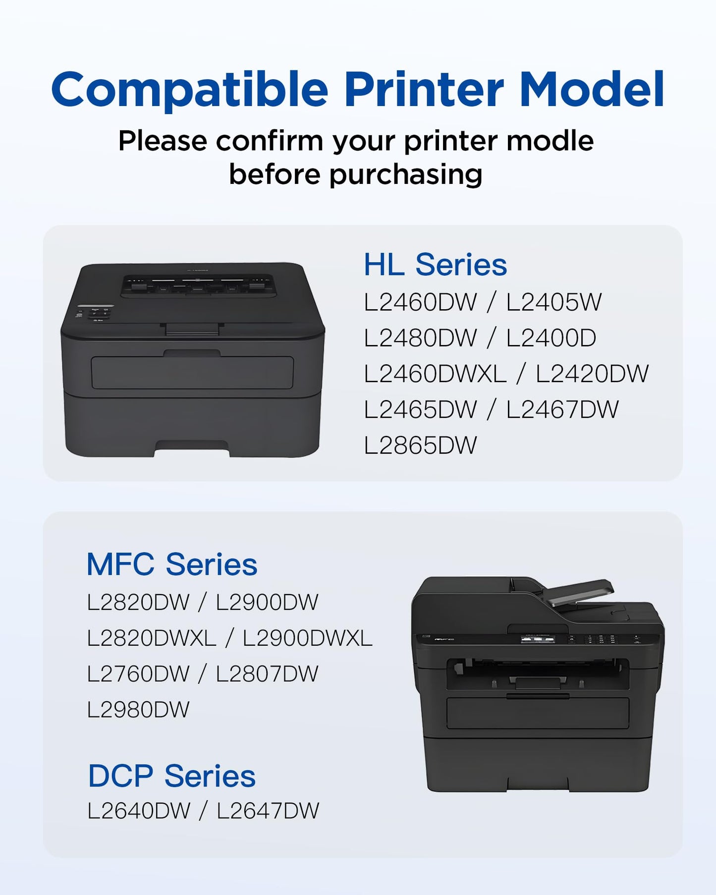 Compatible TN830XL Toner Cartridges Replacement for Brother TN830 TN-830XL 830XL Toner Cartridge Work with Brother HL-L2460DW DCP-L2640DW HL-L2400D HL-L2405W MFC-L2820DW Printer (2 Pack, Black)