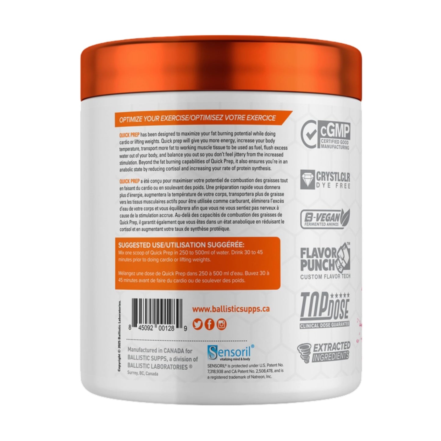 Ballistic Quick Prep Metabolic Accelerant | Thermogenic Fat Burner with Sensoril Ashwagandha & EAAs | Weight Management, Natural Diuretic, Enhances Energy & Recovery | 30 Servings (Crushin' Cream Soda)