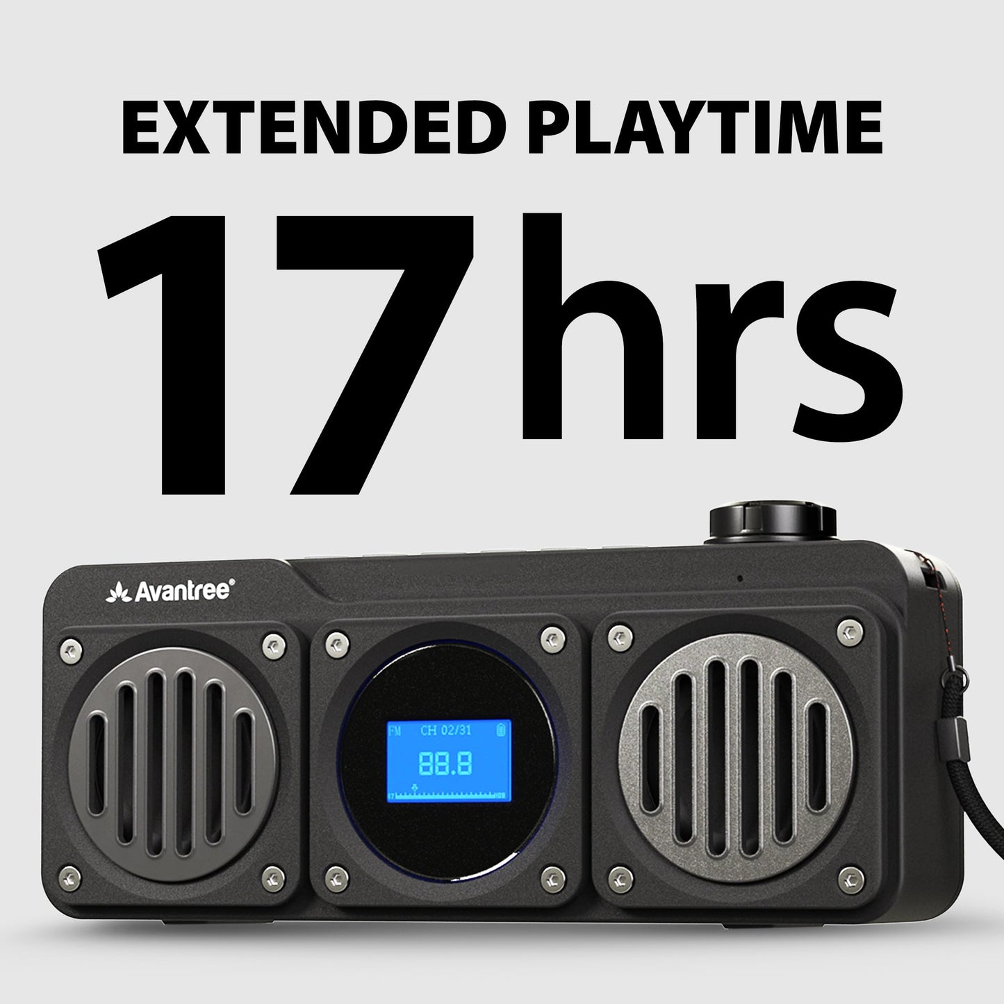 Avantree Boombyte - Portable Digital FM Radio & Bluetooth Speaker with Superb Stereo Sound, Metal Finish, Long Rechargeable Playtime, and Support for Micro SD Card & USB Audio Input