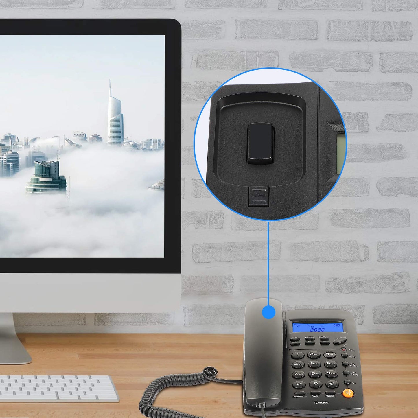 Uvital Desktop Corded Telephone, DTMF/FSK Mode, LCD Display, Calls Memory, Basic Calculator, Special Ring for VIP Numbers, M1,M2 One Touch Memory, in Use LED Indication, Last Number Redial