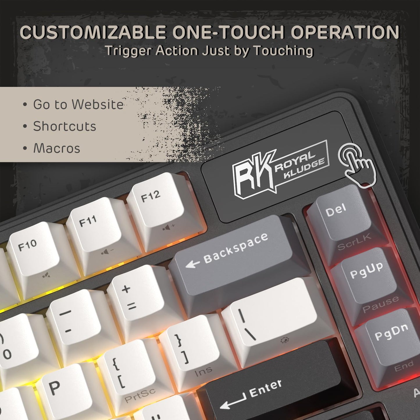 RK ROYAL KLUDGE L75 Gasket Mount Mechanical Keyboard w/Knob/Macro Keys & Touchable Nameplate, Tri-Mode 75% TKL Wireless Keyboard BT/2.4G/USB-C, Hot Swappable, Pro Software, Massive 8000mAh Battery