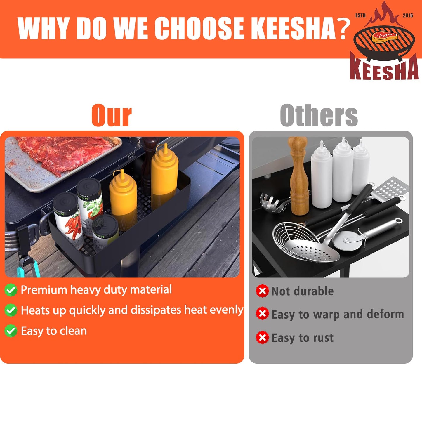 KEESHA P.A.L. Pop-and-Lock Accessory Rail Storage Box and Hooks for Traeger Timberline, Timberline XL,Ironwood, Ironwood XL, Flatrock, Traeger Z-Grills Pit boss, Ironwood 885 and Pro 22/34 Series