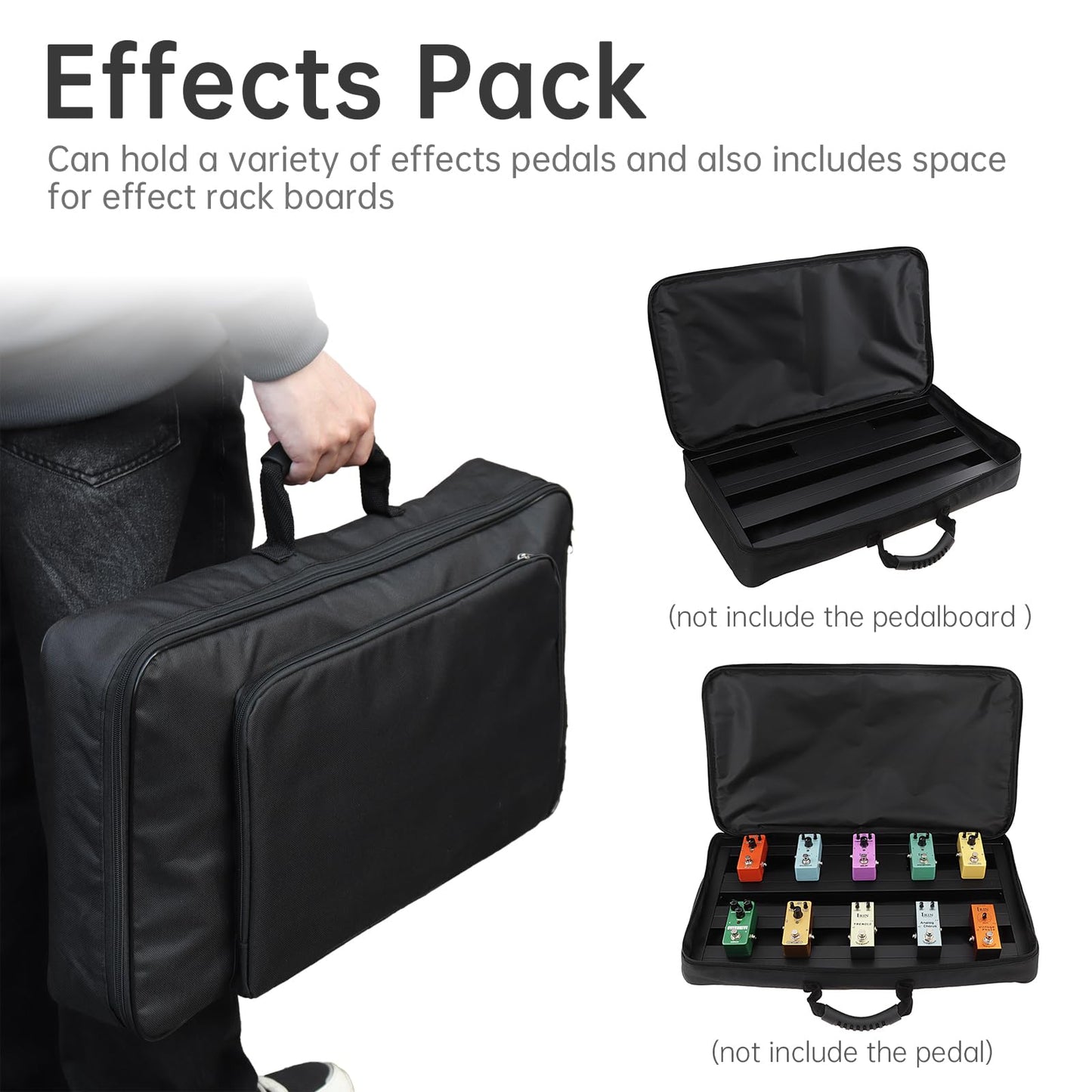 Guitar Effects Pedal Board Carry Bag, Guitar Portable Gig Bag Effects Pedal Case for Micro Controllers, Keyboards, and Multi-Effects Pedals, Carrying Bag Large Capacity Pocket Ideal for Guitar Lover