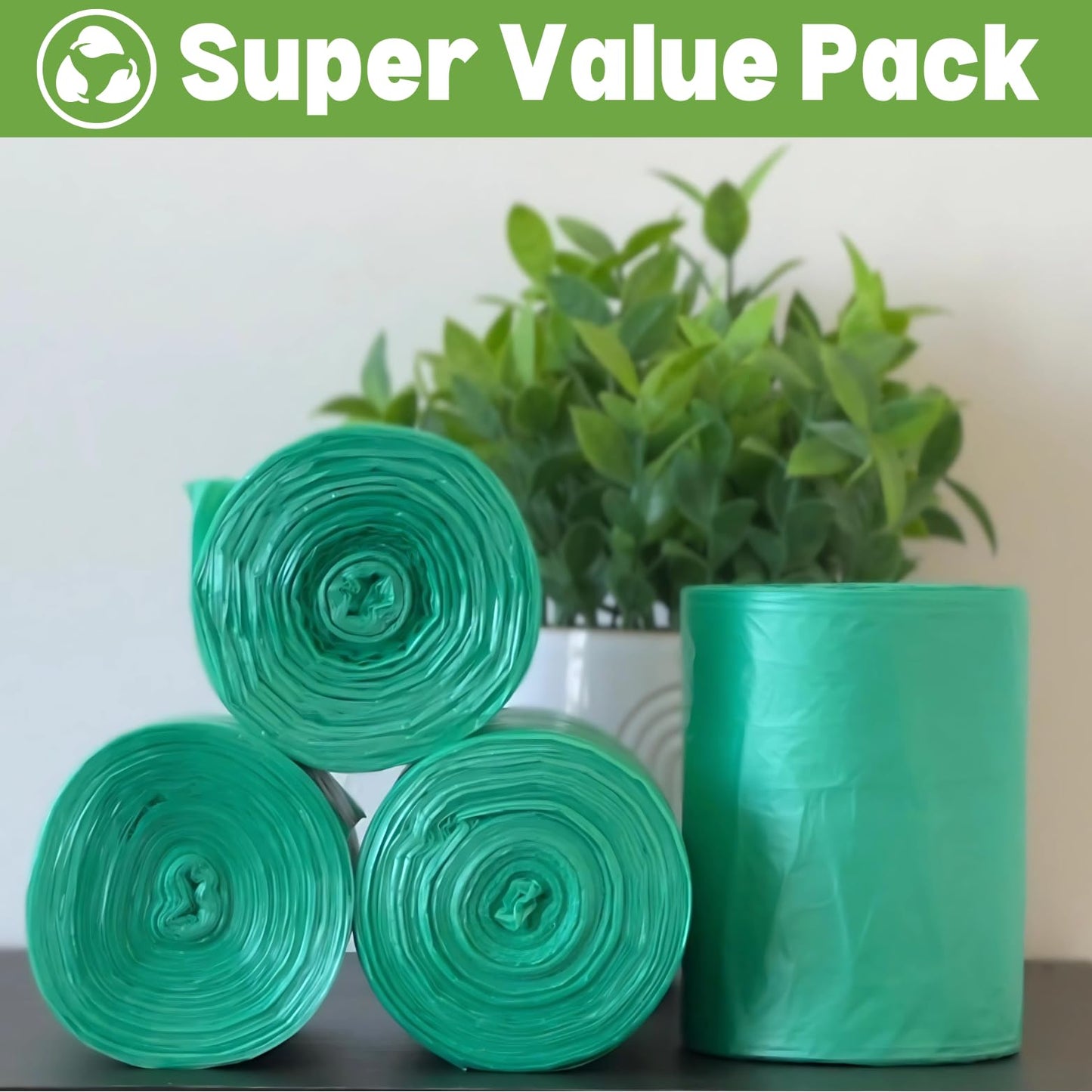 Biodegradable 15 Liter Small Trash Bags (400 Count) 4 Gallon Eco-Friendly Bathroom Garbage Bags OXO-Biodegradable Under Certain Conditions(See Description)