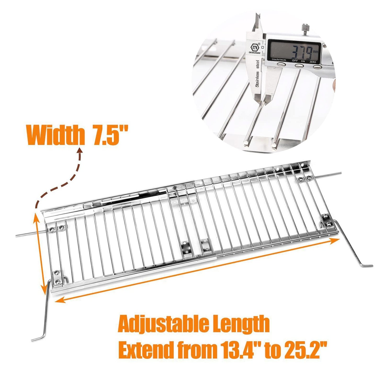 Hisencn 13.4'' - 25.2'' Adjustable Warming Rack for Charbroil Grill Replacement Parts, Stainless Steel Warming grates for Charbroil 2&3&4 Burner Gas Grills, for Charbroil Performance 463673017
