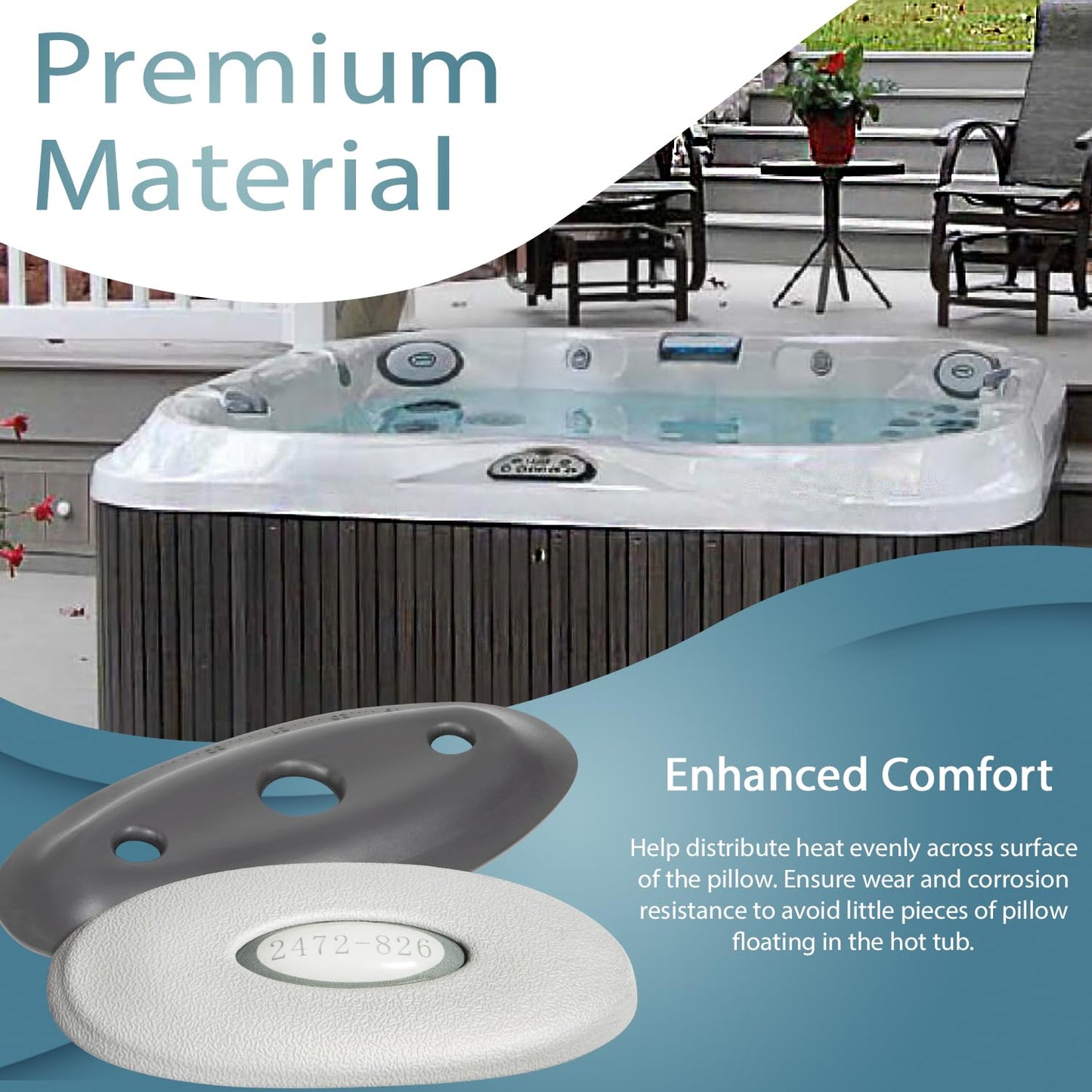 4-Pack 2472-826 Oval Pillow Insert + Back Mount for Jacuzzi J-300 Series Hot Tub(2007-2013), Hot Tub J300 Pillow