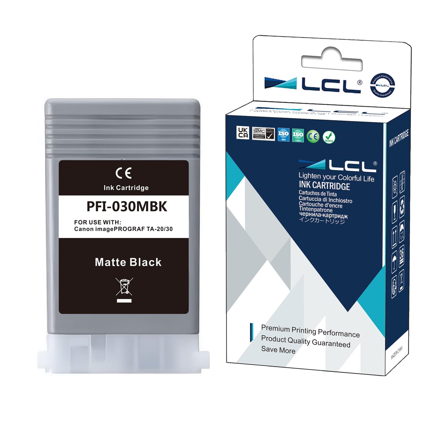 LCL Compatible Ink Cartridge for Canon PFI030 PFI-030 PFI030MBK PFI-030MBK (1-Pack,Matte Black) Pigment for Canon ImagePrograf TA-20 TA-30 TM-240 TM-340