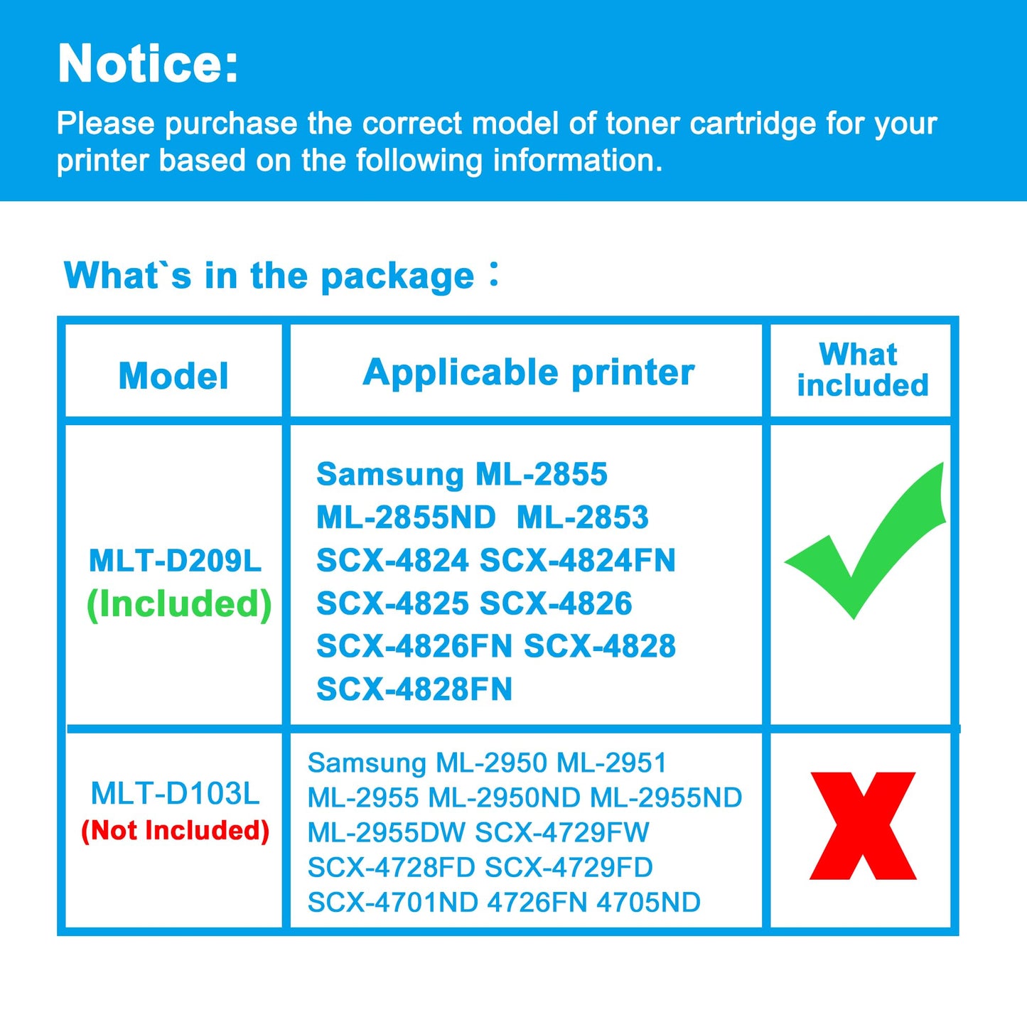 LCL Compatible Toner Cartridge for Samsung MLT-D209L MLT-D209S 5000 Pages (1-Pack,Black) for Samsung SCX-4824 SCX-4824FN SCX-4825 SCX-4826 SCX-4826FN SCX-4828 SCX-4828FN ML-2855 ML-2855ND ML-2853
