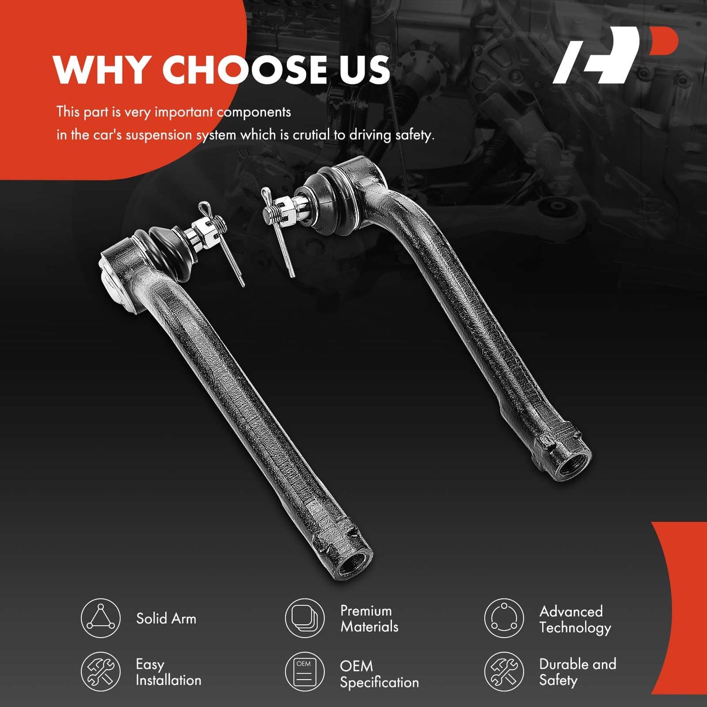 A-Premium 2 x Front Outer Tie Rod Ends, Compatible with Kia Sorento 2011-2013, Hyundai Santa Fe 2007-2012, Veracruz 2007-2012