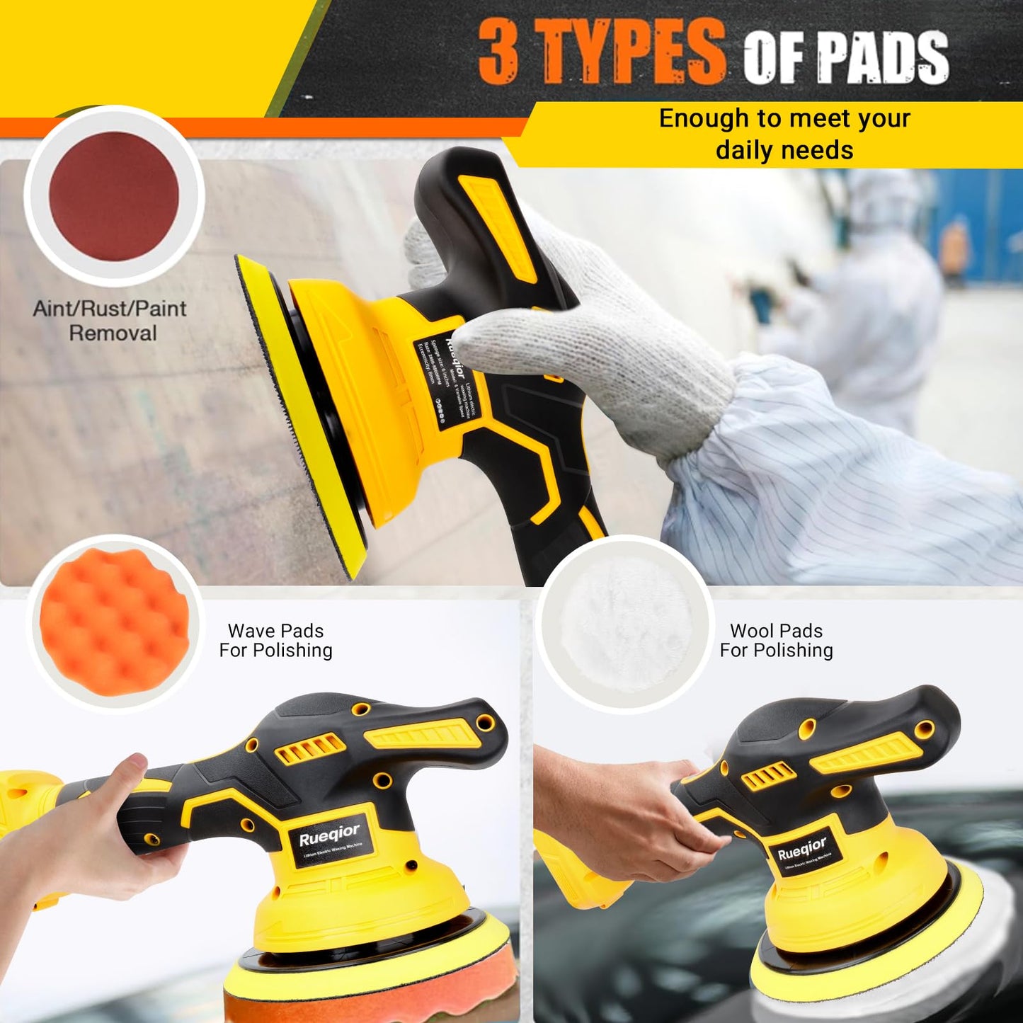 Cordless Car Buffer Polisher for Dewalt 20V Battery, 6 Variable Speed Car Buffer Polisher, Up to 5500RPM, Polishers Buffers for Car Detailing/Polishing/Waxing(Battery Not Included)