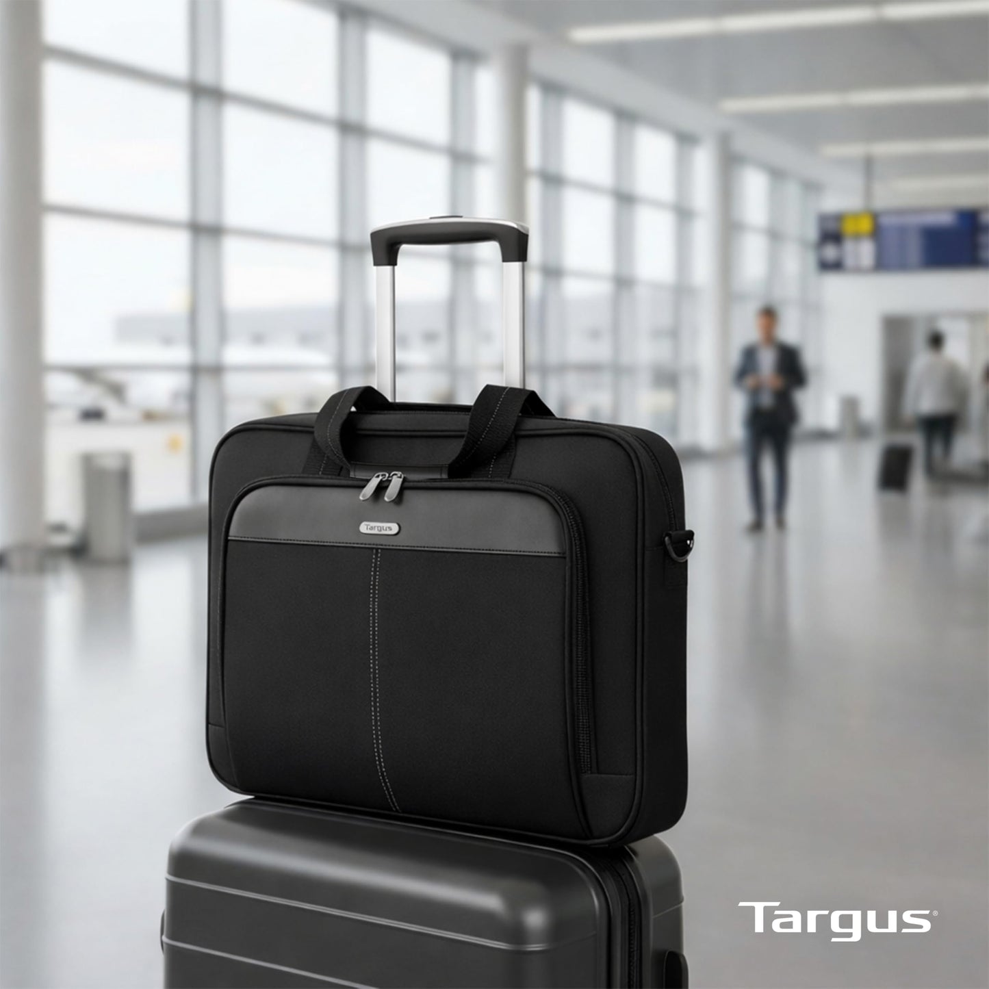 Targus 15–16” Classic Slim Briefcase – Lightweight Laptop Bag with Padded Compartment, Trolley Strap, Organizer Pocket & Shoulder Strap – Fits up to 16” Laptops - TCT027US