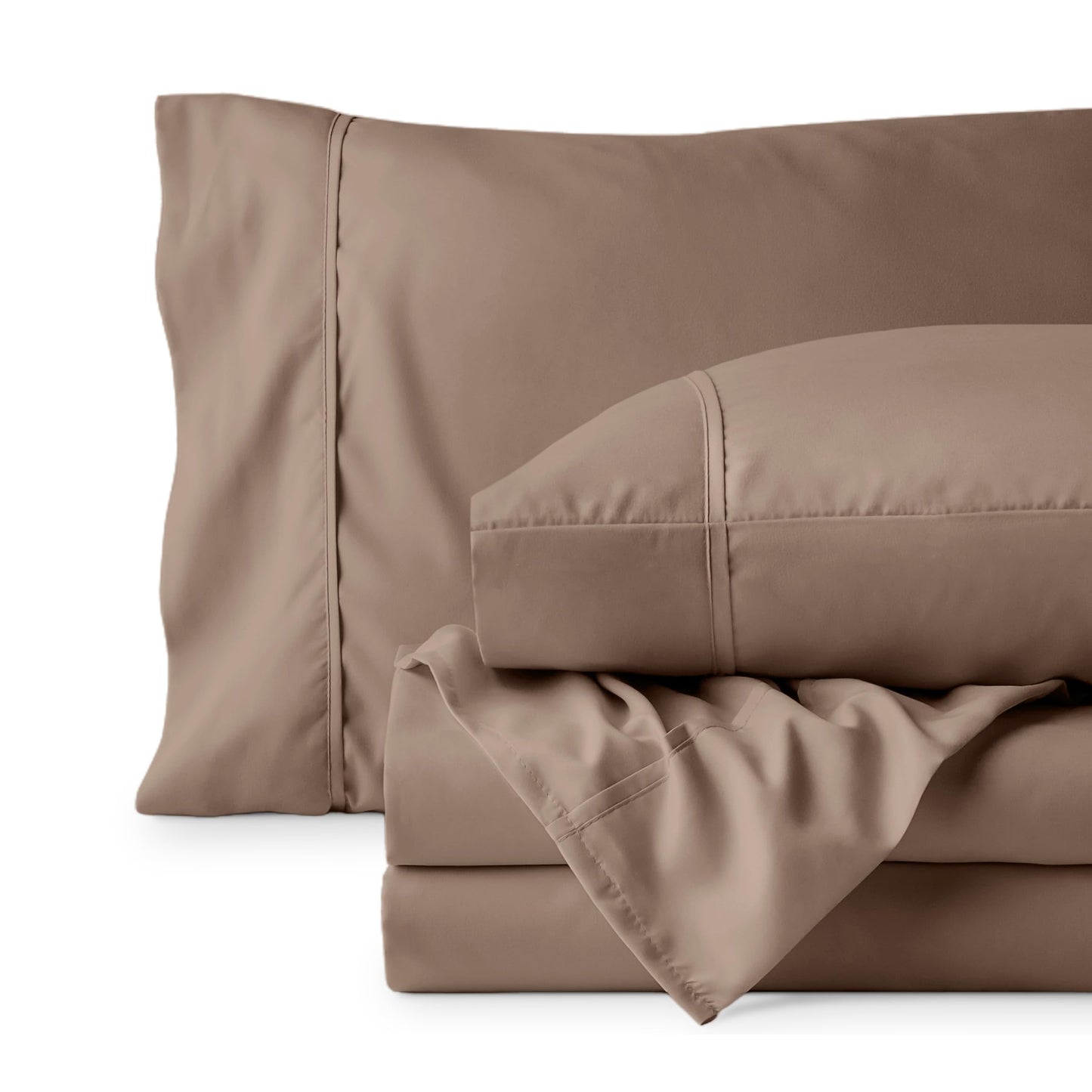 Bare Home King Sheet Set - 1800 Ultra-Soft Microfiber King Bed Sheets - Double Brushed - King Sheets Set - Deep Pocket - Bedding Sheets & Pillowcases (King, Taupe)