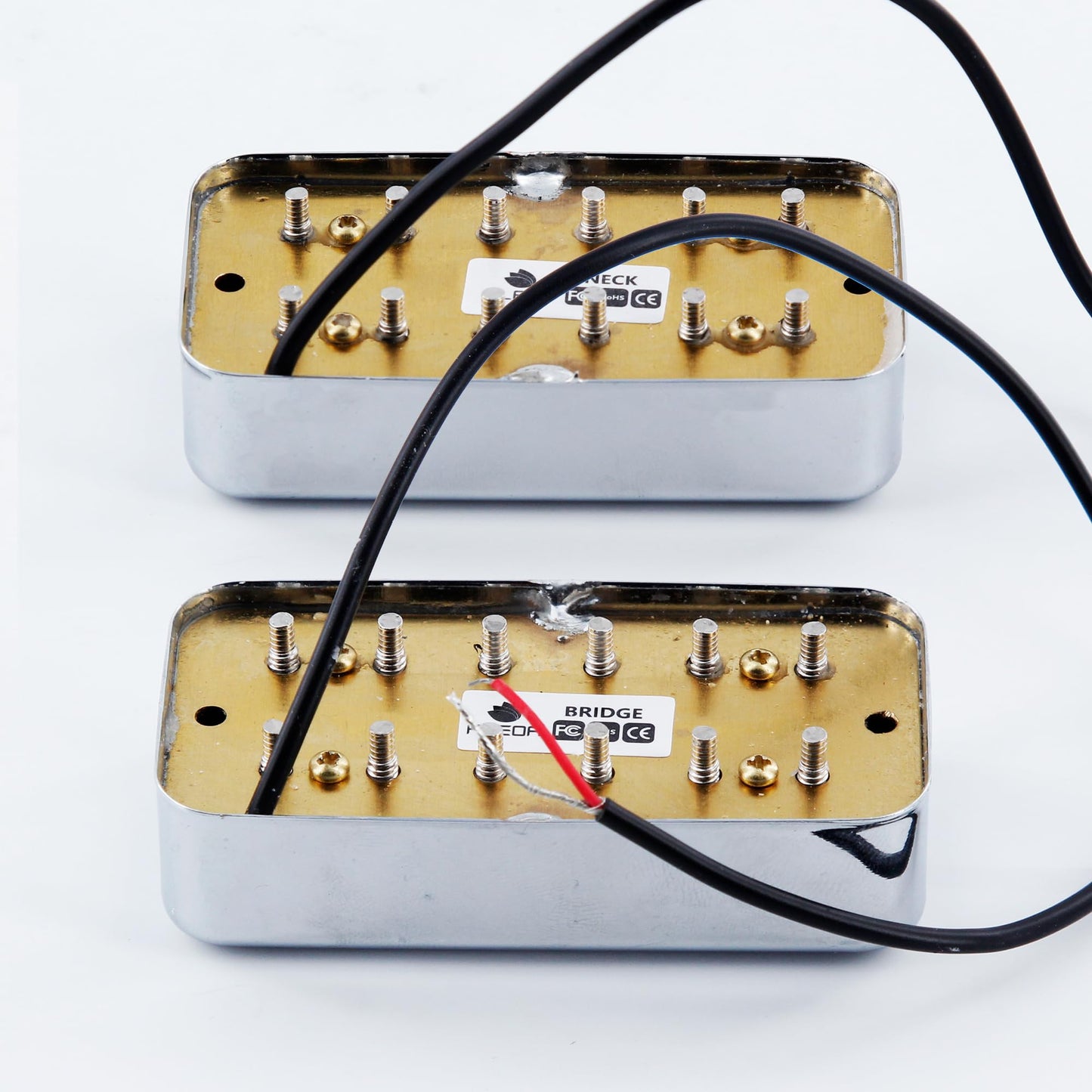 FLEOR Alnico 2 Mini Humbucker Pickup Fit for Filtertron Style Neck+Bridge Pickup Set-Chrome