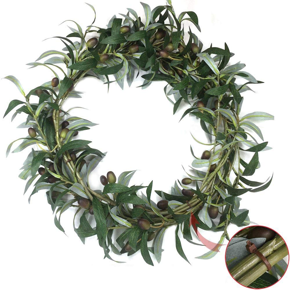SHACOS Artificial Olive Branches with Fruits Set of 4 Fake Greenery Branches 28 inch Long Olive Stem Plant for Home Wedding Decor (4, 28 inch)