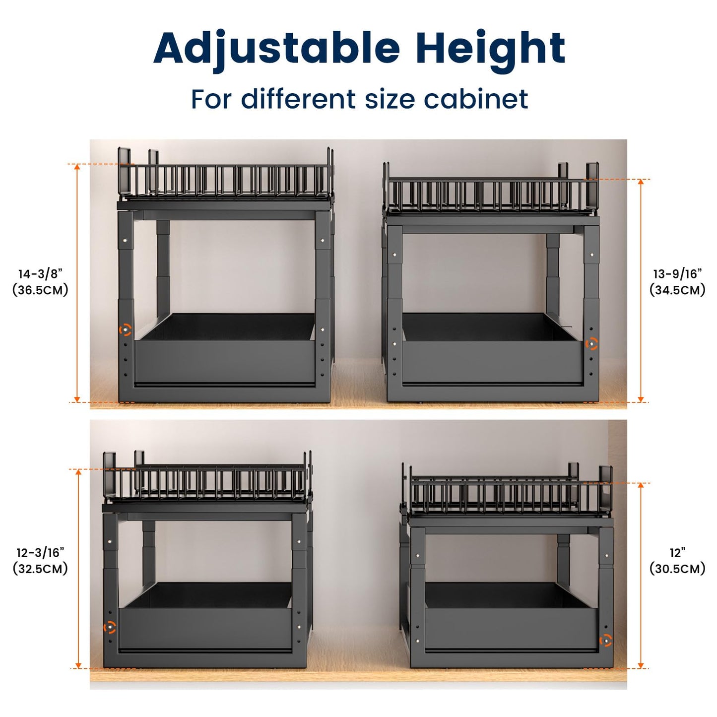 Under Sink Organizer, 2 Tier Expandable Pull Out Cabinet Organizer, Bathroom Organizers, Slide Out Organizer for Kitchen, Bathroom, Pantry & Closet, Kitchen Organizers and Storage (Black)