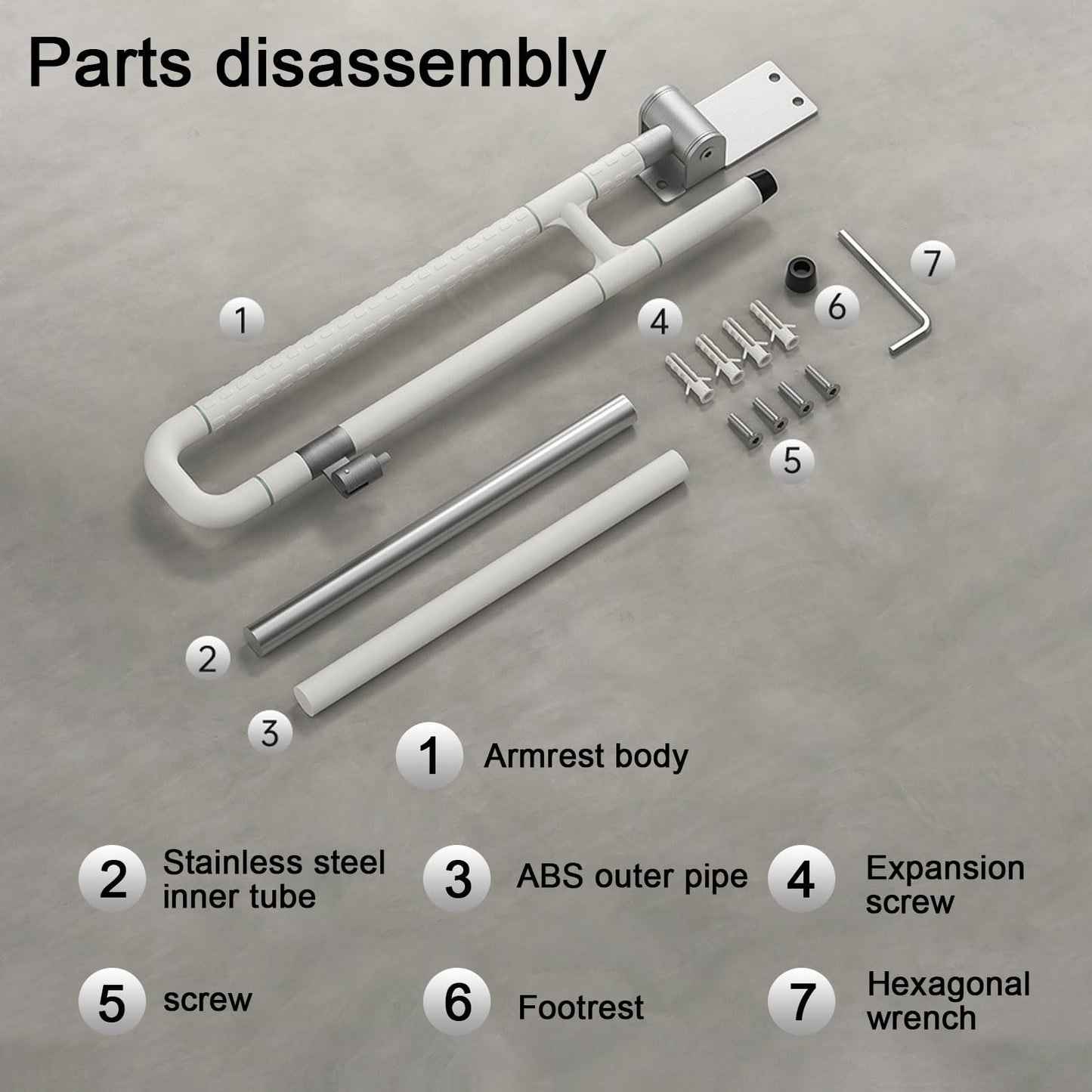 28x24 Inches Handicap Grab Bars,Foldable Handrails Toilet Rails Flip Up Toilet Safety Rails with Leg Hand Support Rail Accessories for Elderly
