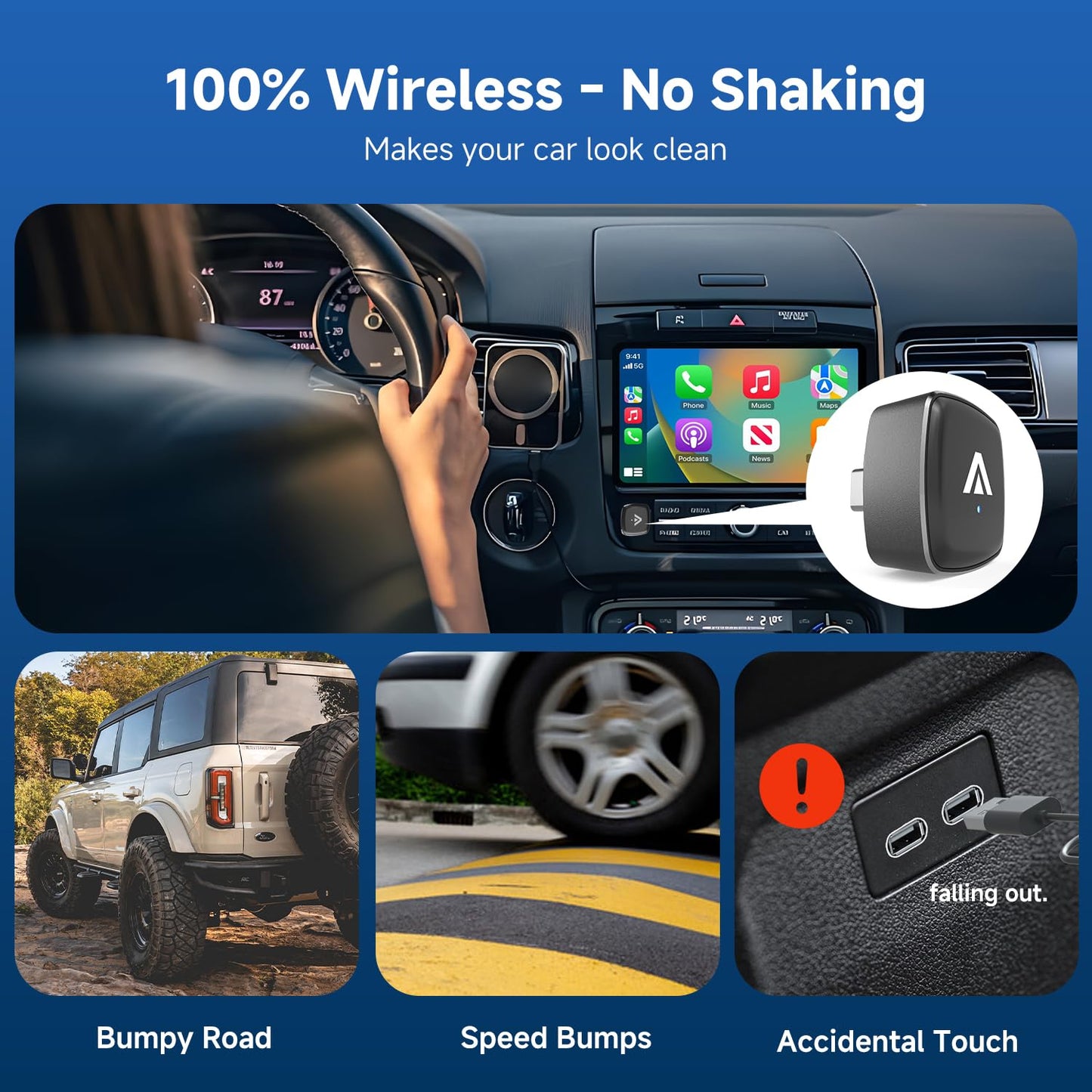D7 Mini Wireless CarPlay & Android Auto Adapter 2-in-1, 2026, Alloy Shell, Compatible with 2016+ Factory-installed Wired CarPlay/Android Auto Car, Plug & Play Car Play Dongle for iPhone & AndroidPhone