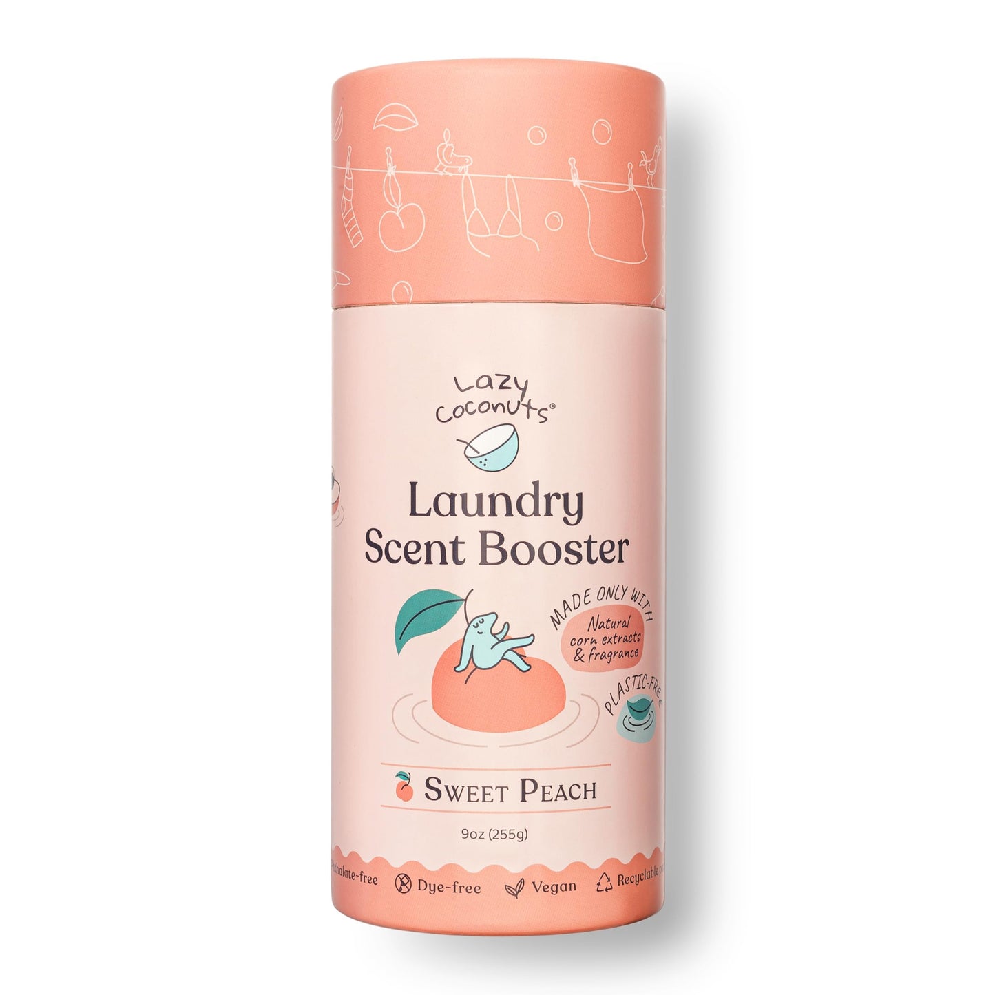 Lazy Coconuts Sweet Peach Laundry Beads - Eco Friendly, Plastic Free, Minimal, Natural Ingredients - Dye Free Laundry Scent Boosters, Zero Waste, Recyclable Package, Carbon Negative