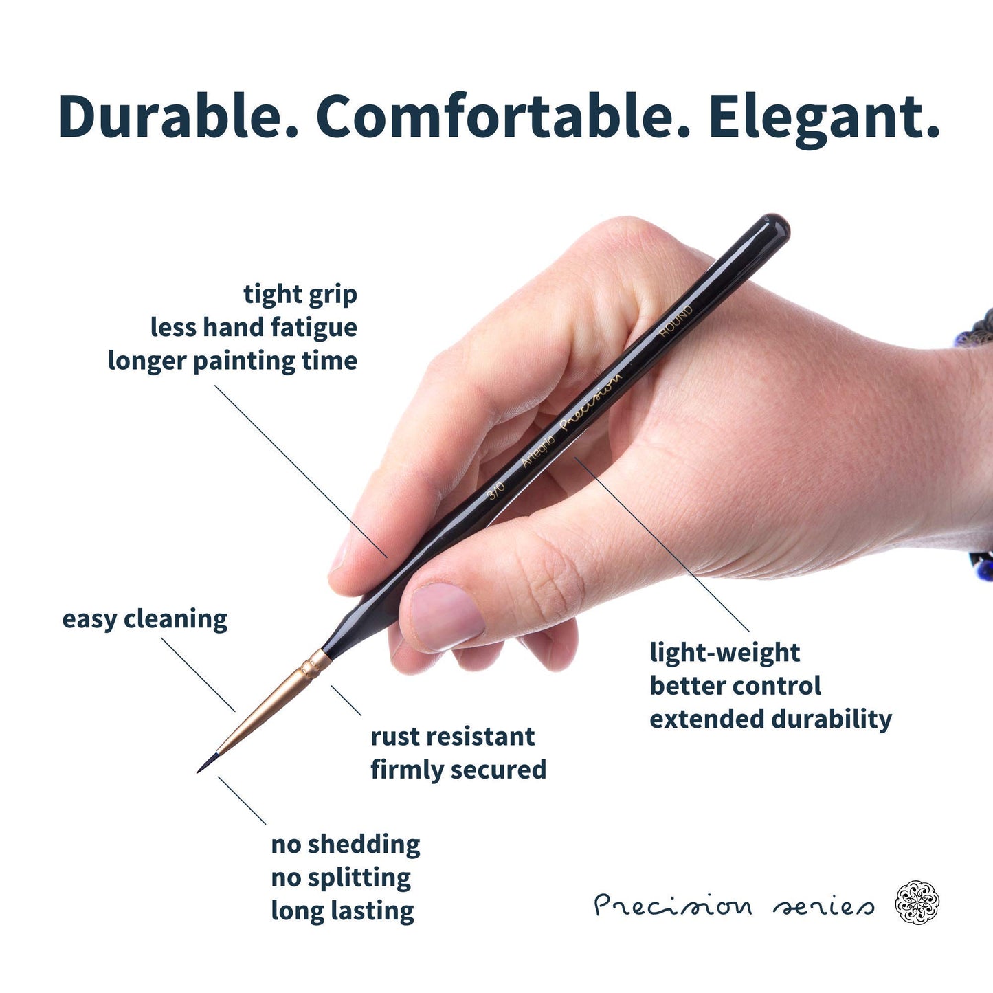 ARTEGRIA Detail Paint Brush Set, 17 Miniature Brushes with Fine Tips and Ergonomic Handles, for Small Scale Models, Figurines, Paint by Numbers for Adults