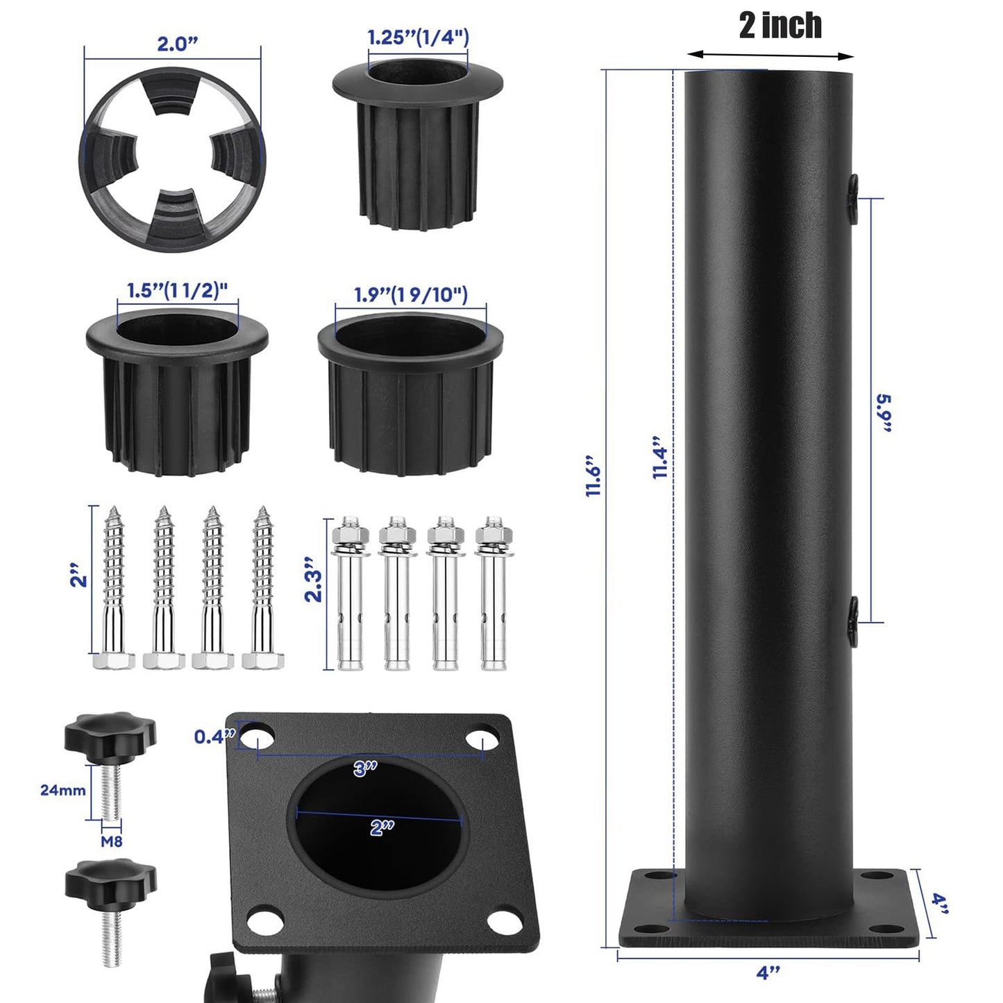 Deck Mount Umbrella Holder, Heavy Duty Steel Outdoor Umbrella Base, Umbrella Deck Mount, Outdoor Umbrella Stand for Patio Table, Balcony, Decks, Docks, Backyard