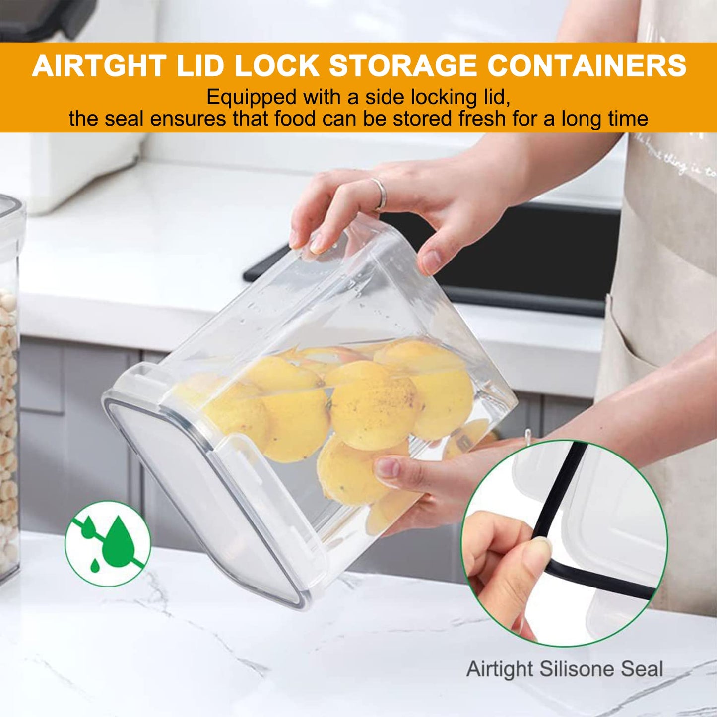 stusgo 42 Pack Airtight Food Storage Containers with Lids, Plastic Kitchen and Organization Canisters for Cereal, Flour and Sugar, BPA Free, Includes Spoons, Labels and a Pen